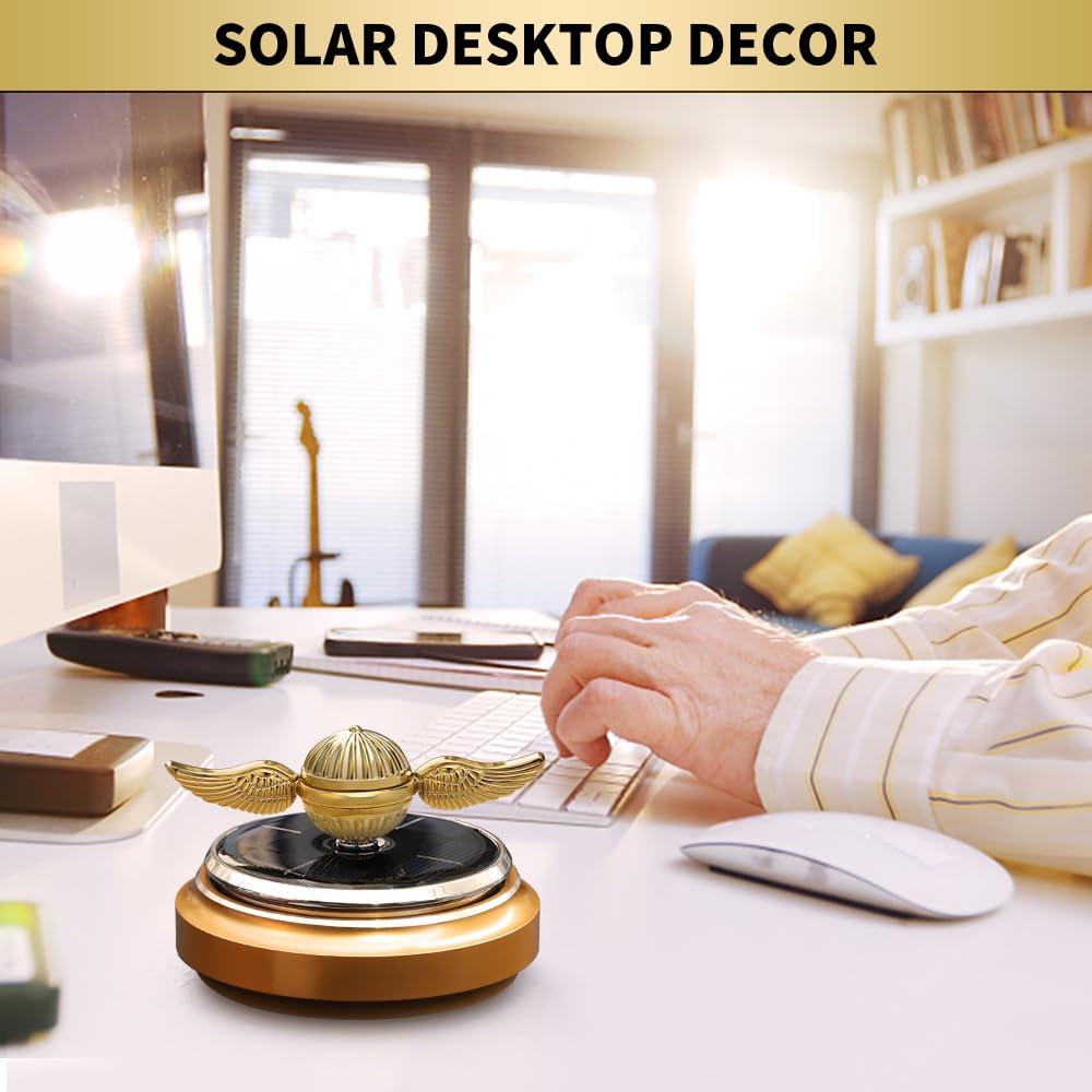 Mechaniker Golden Fidget Spinner Solar Energy Toy, Car Air Freshener Dashboard Decoration Powered by Sunshine, Cool Science Kit Spinning Ball Toy with Solar Panels, Premium Gift for Boyfriend Men Women