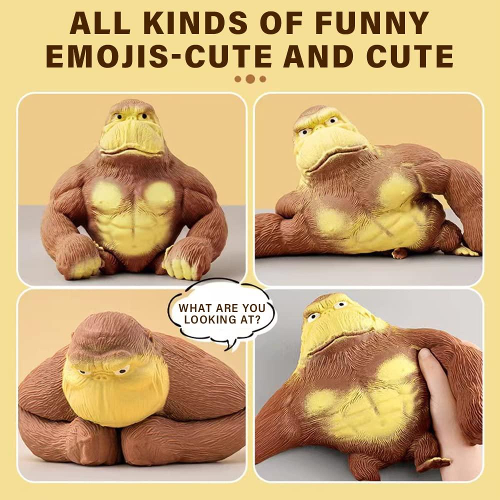 ILHH ILHH Stretch Gorilla Toy, Stress Fun Monkey ToysStress Knead Sand Toy, Stress Relief Toy for Adults, Sensory Toys for Anxiety Relief (Brown Gorilla, Large)