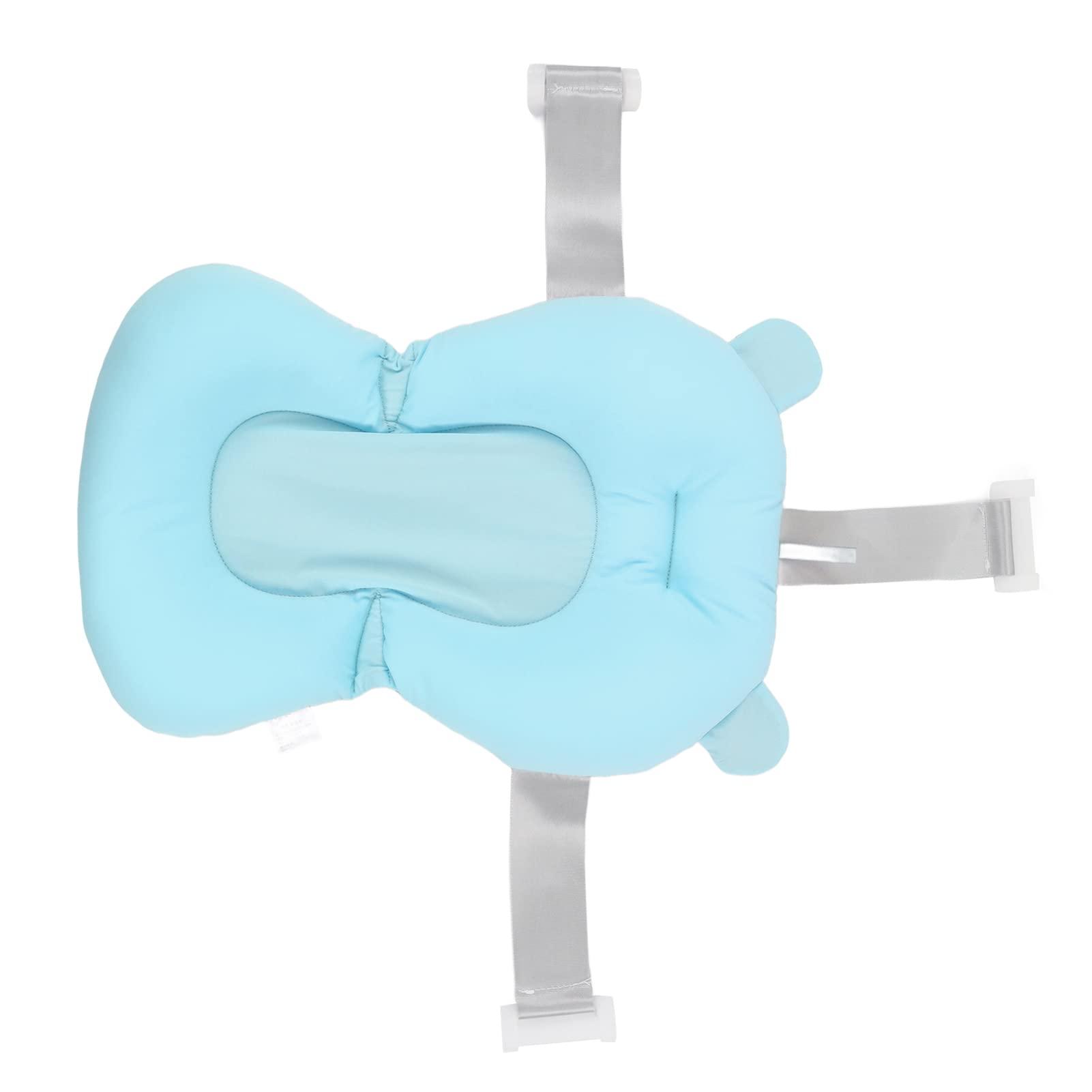 Pomya Baby Bath Seat, Baby Bath Tub Cushion for Bathtub Sink for Infant Newborn, Floating Foldable Adjustable Infant Bath Supporter, Easy to Clean (Blue Bear)