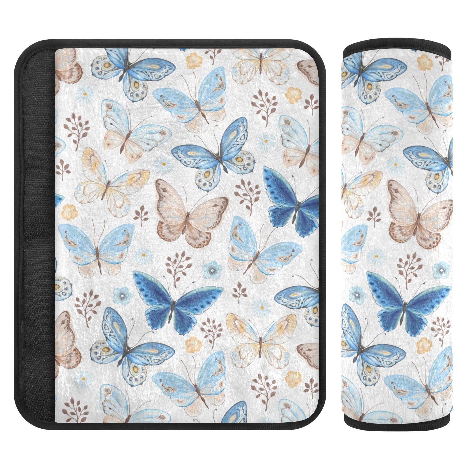 ElliTarr ElliTarr 2 Pack Seatbelt Covers Seat Belt Cover Pad for Adults Boys Girls Car Seat Strap Covers Pads Cushion Universal Shoulder Strap Pad Protector for Backpack Camera Bag 10 x 7.7 Inch Butterfly
