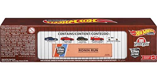 Hot Wheels Hot Wheels Ronin Run Container Set, 5 1:64 Scale Premium Cars in Collectible Container, Metal/Metal Body & RealRiders Tires, for Collectors