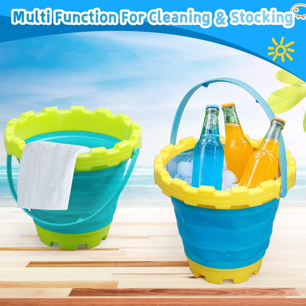 Anzmtosn Jumbo Avocado Castle Model Beach Gear 7\" Large Sand Buckets Pails Beach Water Pool Gardening Bath Toy Environmentally ABS Durable Thick Plastic Complete Gift Set Bundle for Kids Boys Girls