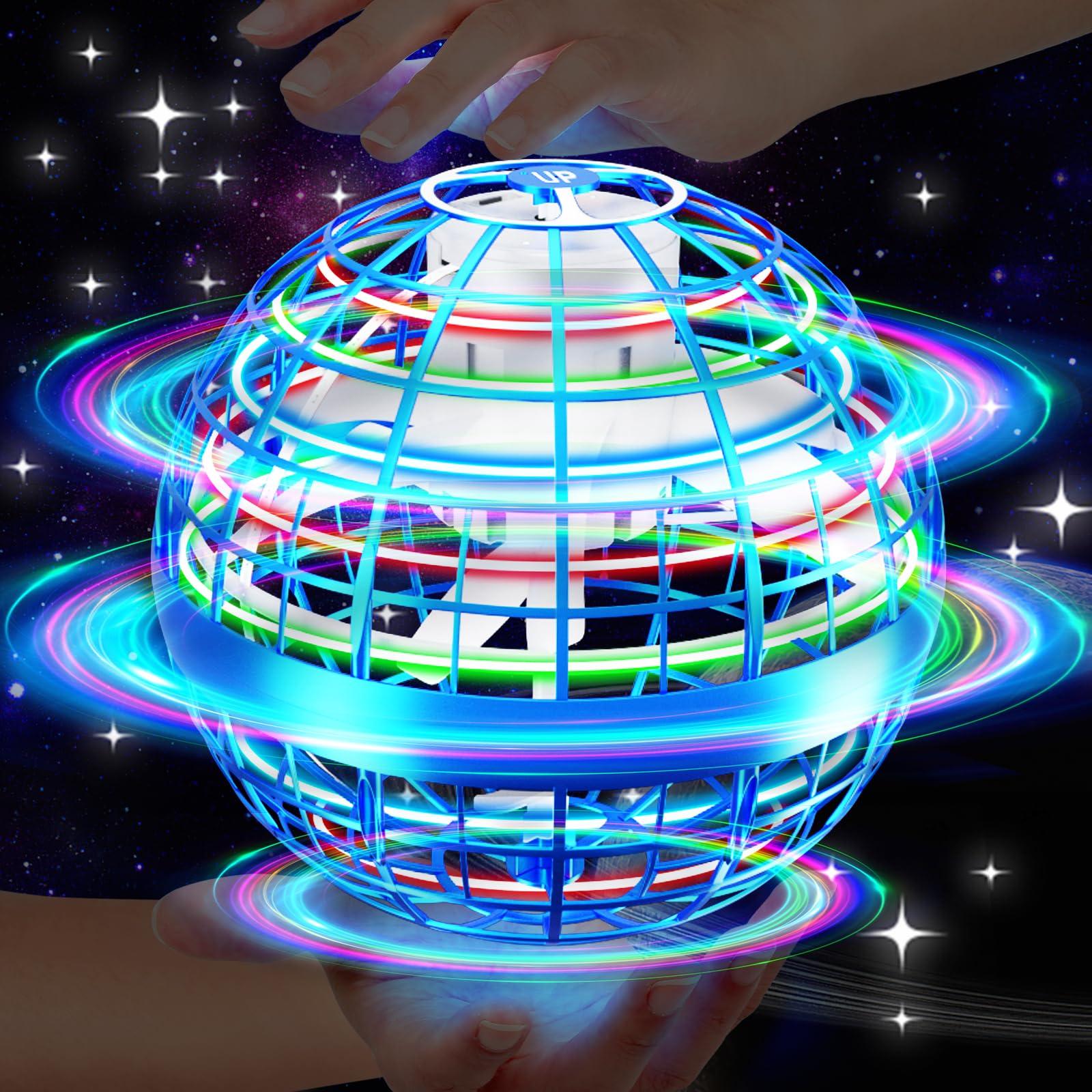 Vantexi Flying Orb Ball Toy, Magic Hand Controlled Mini Drone Fly Orb Hover Ball Toy,Galactic Fidget Spinner Flying Orb, Cool Toys Gift for 6 7 8 9 10+ Year Old Boys Girls Toys-Blue
