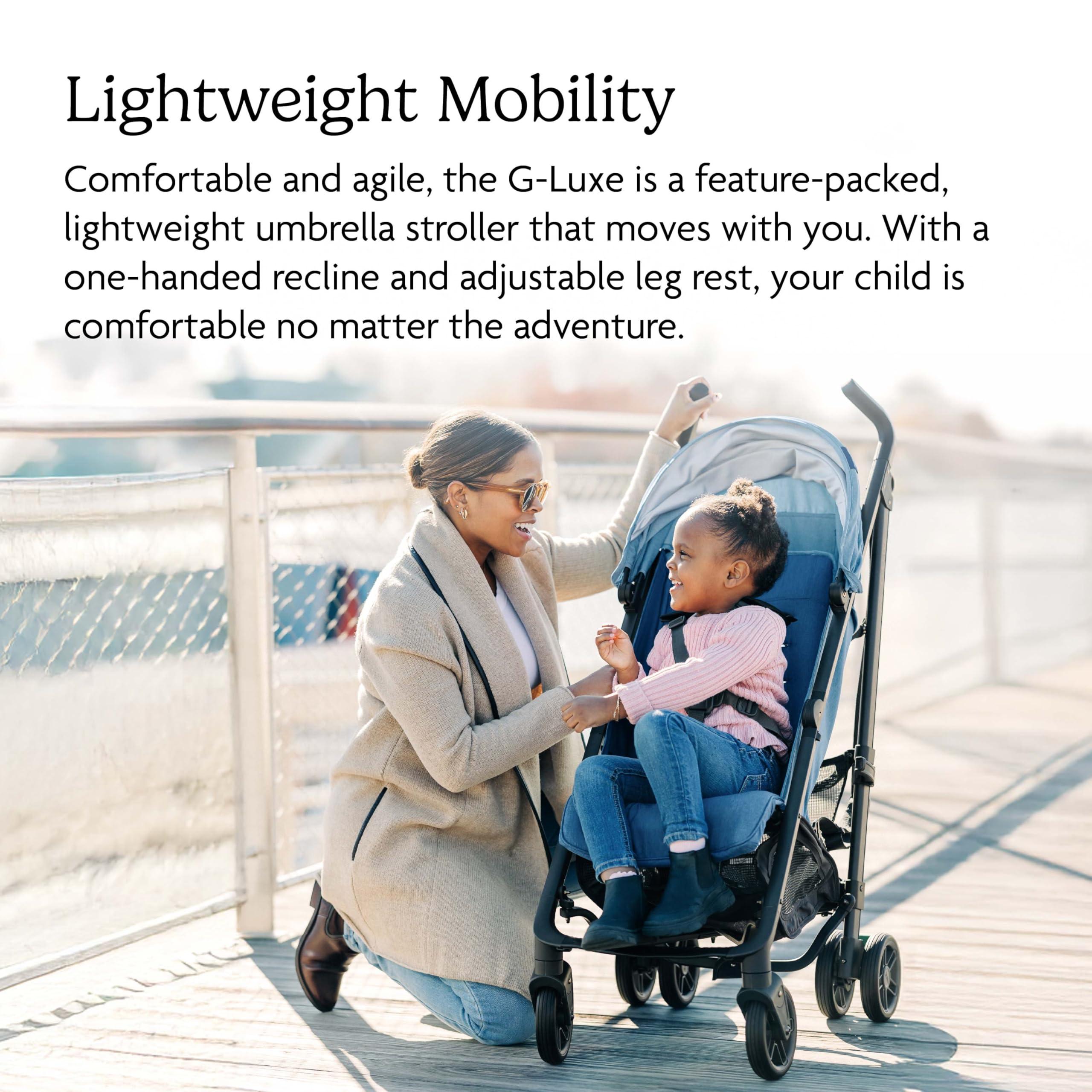 UPPAbaby UPPAbaby G-Luxe Umbrella Stroller/Lightweight Design for Easy Travel/One-Step Fold + Recline/XL Basket + Canopy/Cup Holder Included/Jake (Charcoal/Carbon)