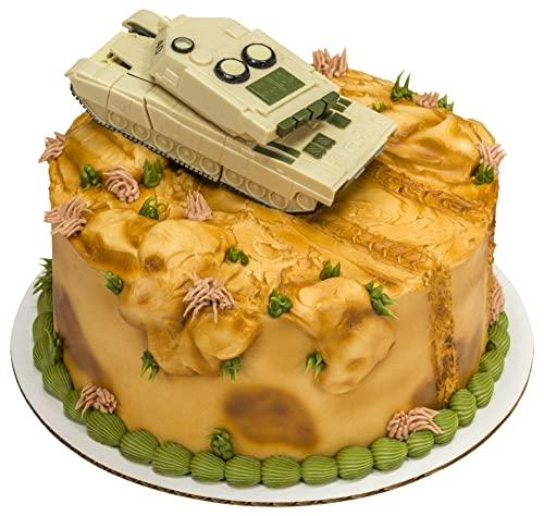 DecoPac DecoSet® Transforming Military Robot Tank Cake Topper, 1-Piece Decoration, Birthday Decorations that Transforms into a Robot for Interactive Play, Beige