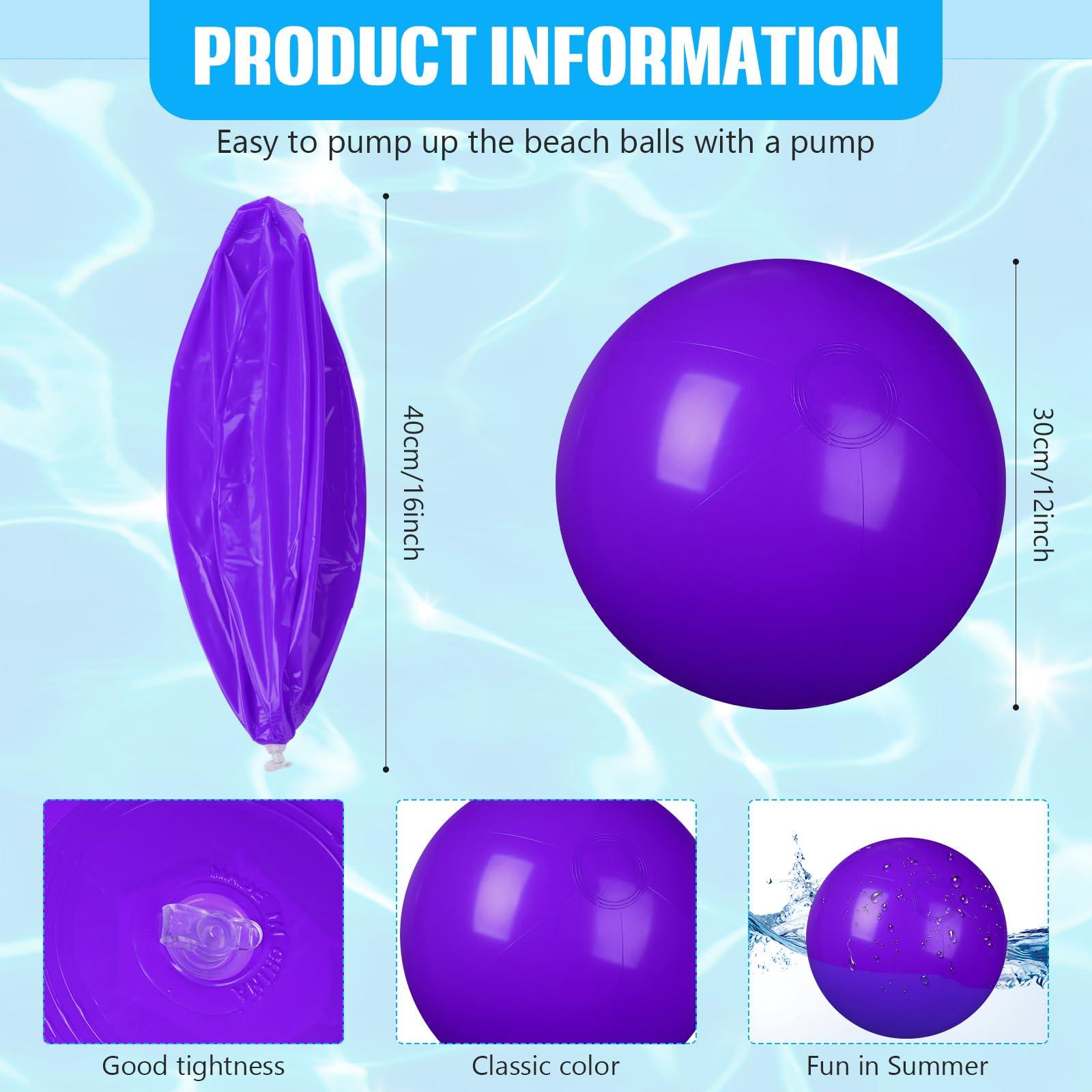kymqlyw kymqlyw 8 Pcs 12 Inch Solid Purple Beach Balls Inflatable Beach Balls Bulk Large Blow up Pool Game Toys for for Summer Beach, Pool and Summer Birthday Party Supplies (Purple)