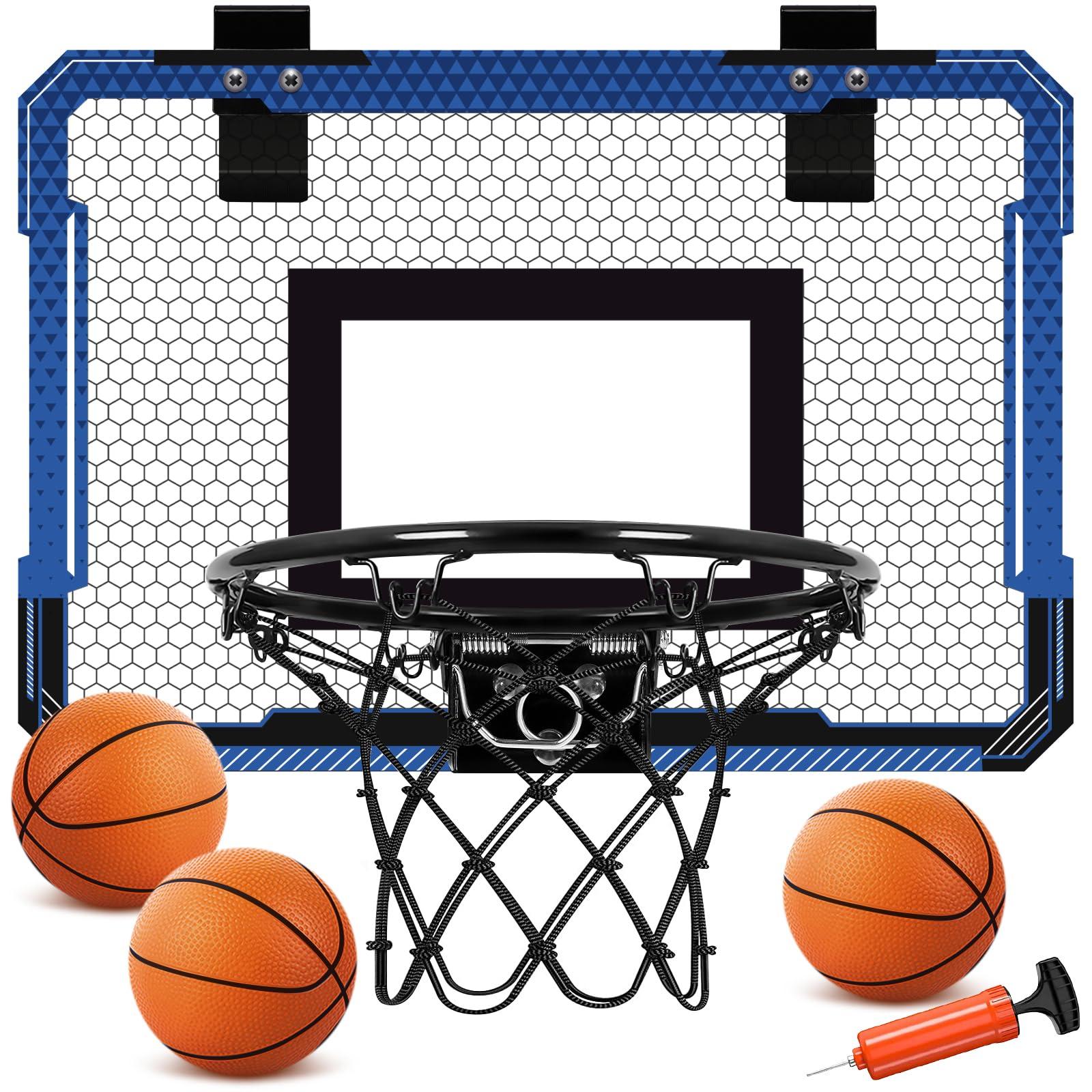 Xucutu Xucutu Indoor Mini Basketball Hoop for Door - Over The Door Basketball Mini Hoop with 3 Balls, Foldable Basketball Hoop for Wall & Room Basketball Toy Gift for Boy Kids Teens