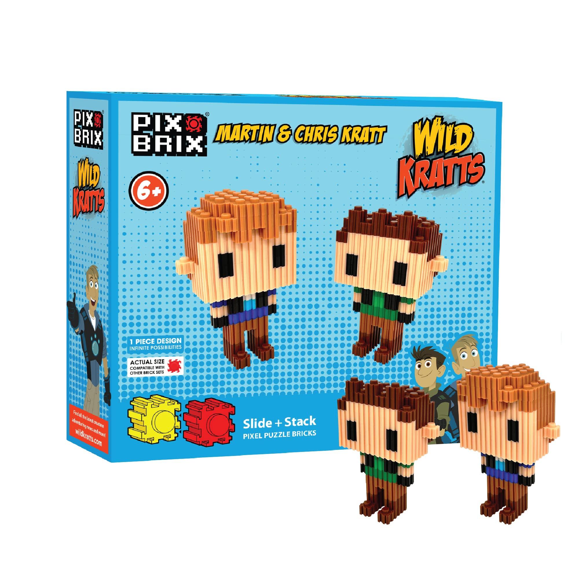 Pix Brix Pix Brix - Wild Kratts Pixel Art Kit - Kratt Brothers Figures, 329 Pieces - Patented Slide + Stack Pixel Puzzle Building Bricks, Create Martin & Chris Figures - Stem Toys, Ages 6 Plus