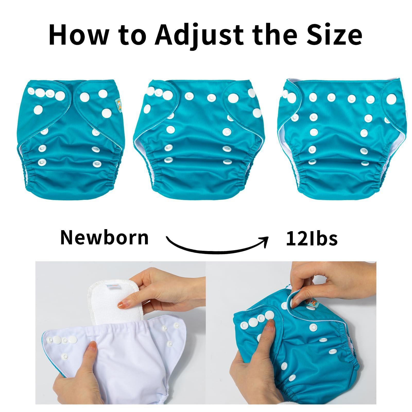 ALVABABY ALVABABY Newborn Cloth Diapers,Reusable Cloth Diaper for Preemie,6pcs Diaper Covers with 12 Newborn Diaper Inserts, Less Than 12pounds Baby