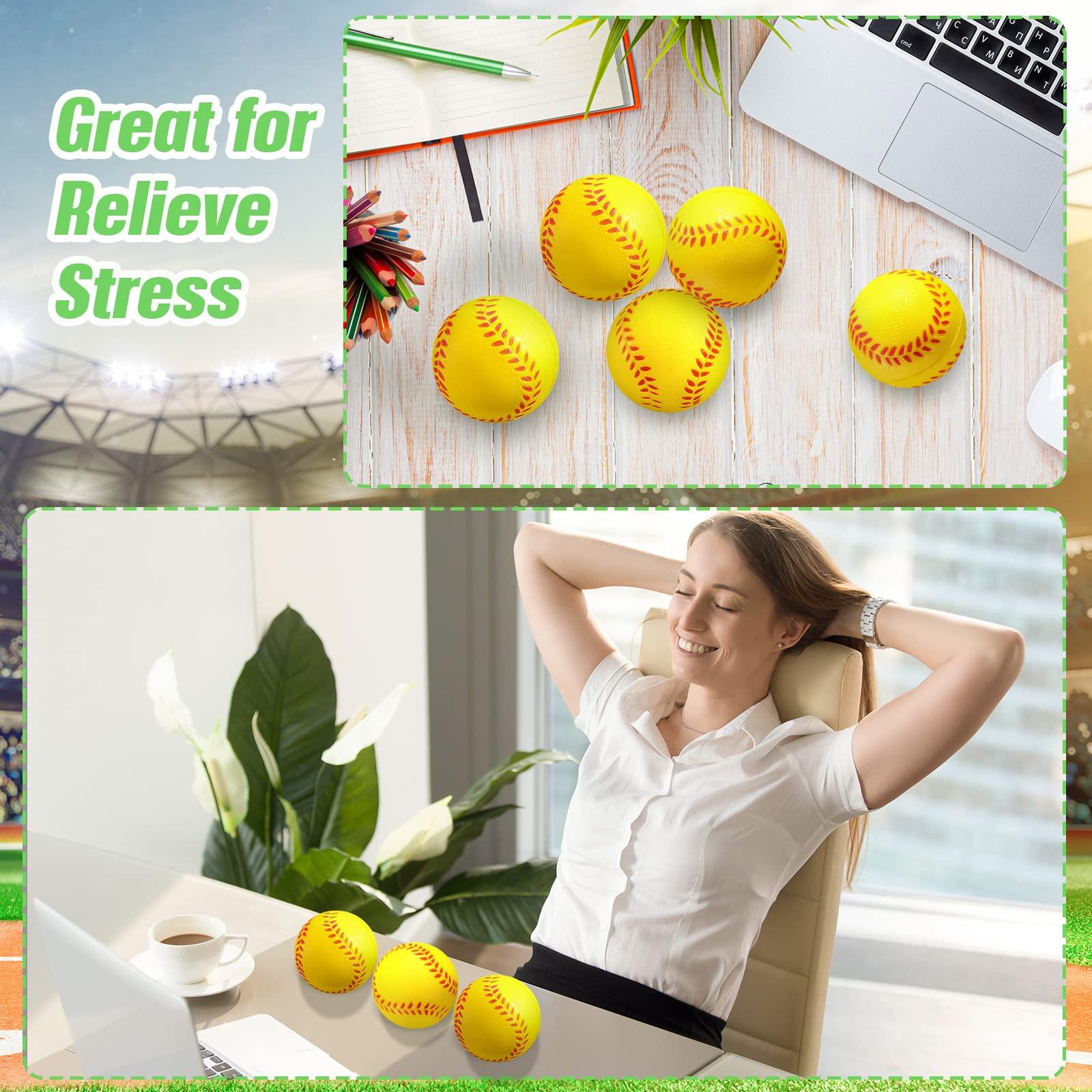 HyDren HyDren 20 Pcs Mini Softball Stress Balls Bulk Softball Gifts Yellow Foam Sports Balls Softball Party Favors for Party Bag Gift Fillers Stress Relief School Carnival Reward Softball Toy Games, 2.5 Inch