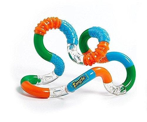 TANGLE Tangle Jr. Brain Tools Textured Sensory Fidget Toy, 3 Pack, Green Yellow Black, Blue Orange Green, Red Pink Blue