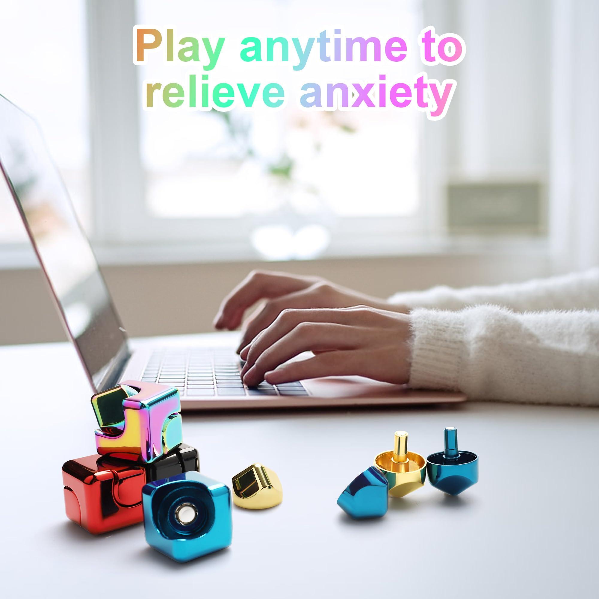 SUKIPIN Infinity Cube Fidget Toy, Fidget Spinner Cube Toys Anti Anxiety Focusing Fidgets for Adults, Easter Basket Stuffers for Kids Teen Autism Children (Silver)