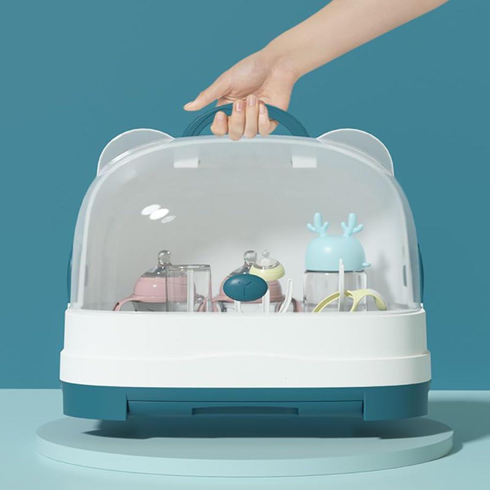 KALWEL KALWEL,Baby Bottle Dryer Rack,Portable Bottle Drying Rack,Baby Bottle Storage Organizer with Lid,Travel Bottle Drying Rack,Removable Layers for Easy Cleaning,Suitable for Travelling,Camping