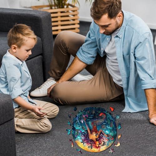 NABYSHOP Wooden Puzzles for Adults, Aqua Woman Wooden Jigsaw Puzzle with Unique Shapes and Wood Puzzle Box, Birthday Gift for Adults and Kids, Family Puzzle Games(L-13.3 * 12.6in 280pcs)