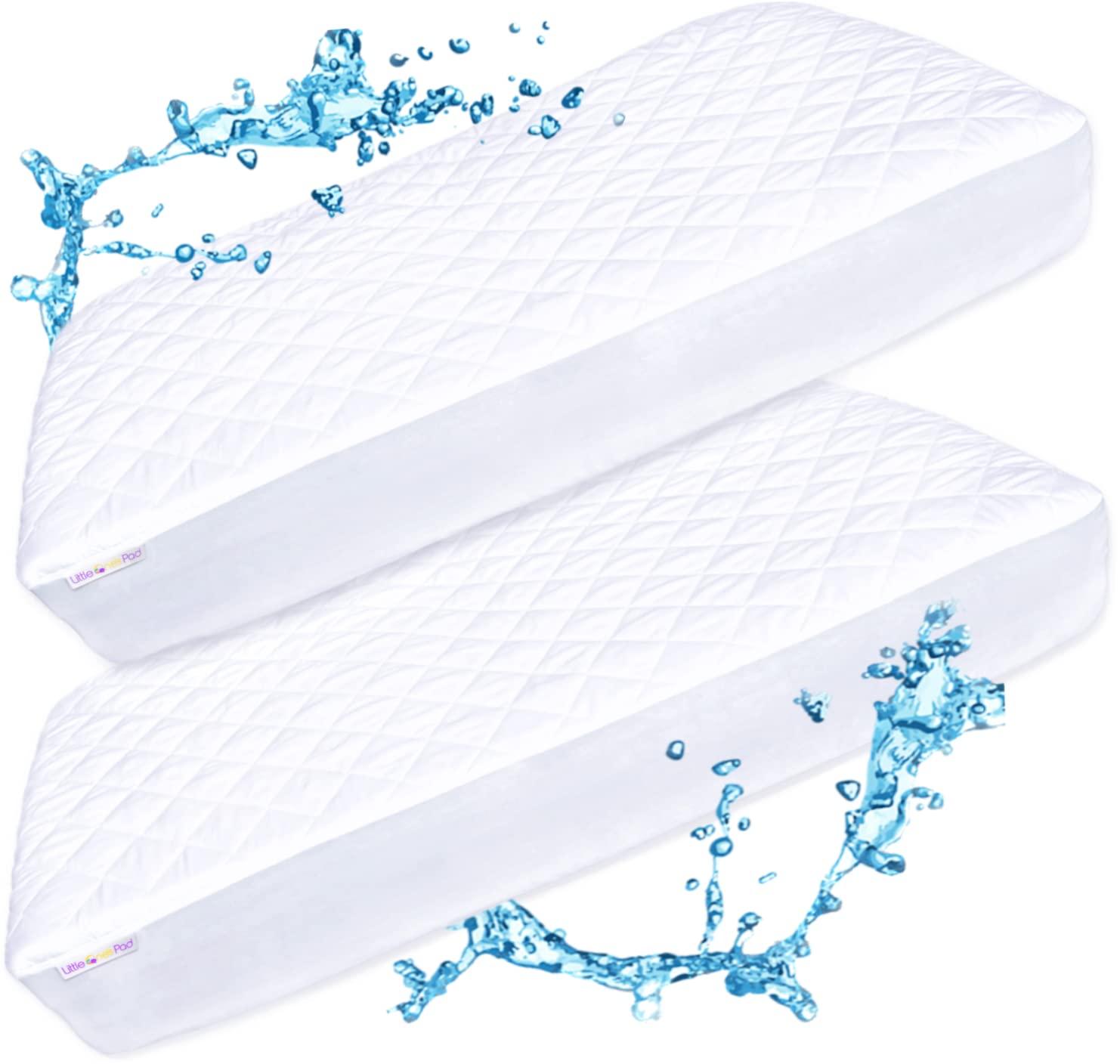 Little One\'s Pad Crib Mattress Protector Pad 2 Pack - Waterproof & Noiseless, Ultra-Soft Breathable Mattress Cover for Baby Cribs and Toddler Beds, Highly Absorbent Fitted and Dryer Safe