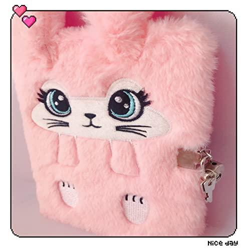Luolizon Luolizon Bunny Diary with Lock for Girls,Kids Cute Fuzzy Journal Girls Fluffy Rabbit Notebook Age 8-12 Set with 2 Carrot Pens for Easter DayBirthday,New Year