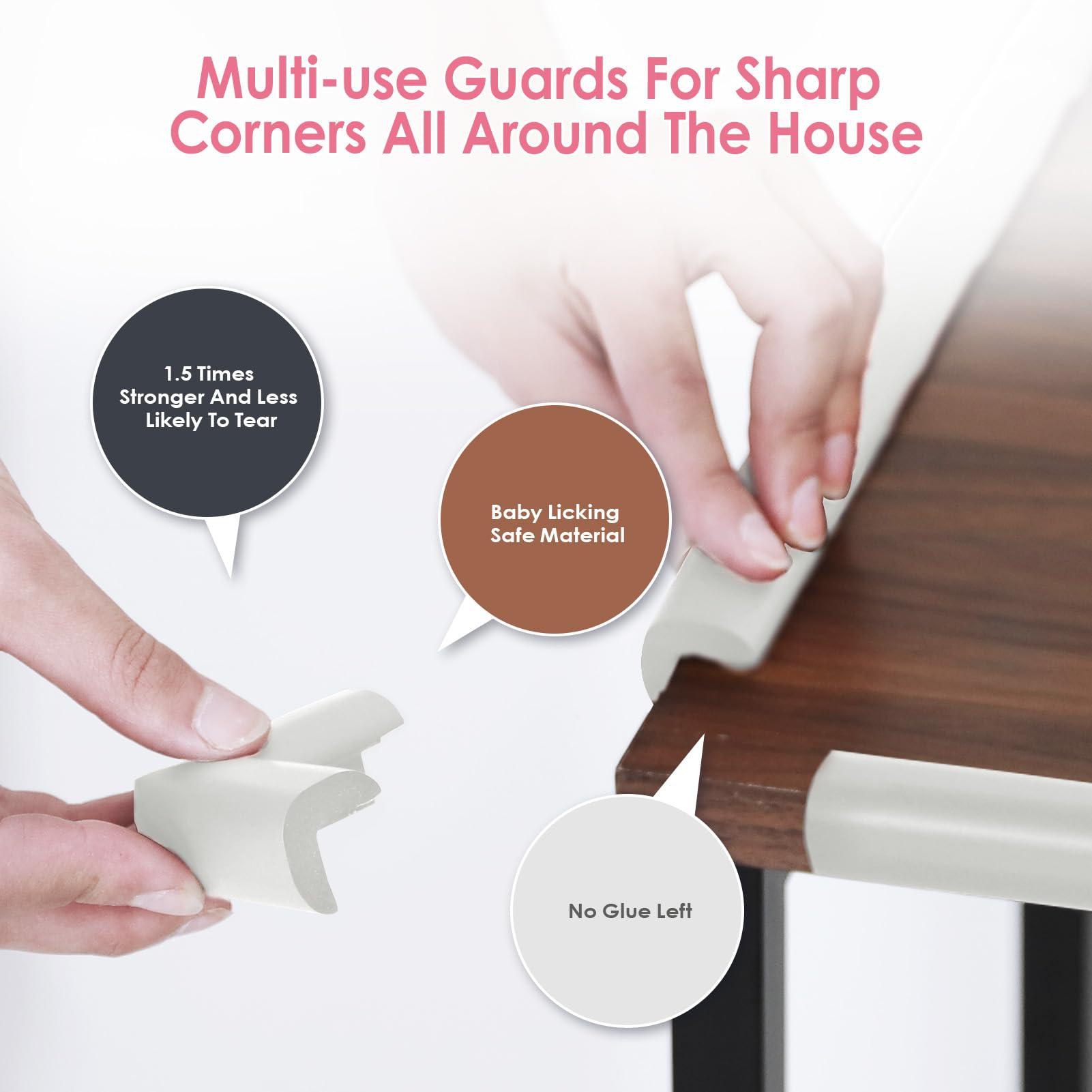 kert Baby Proof Corners and Edges, (Large 16.5FT Edge +8 Corners) Baby Proofing Corner Guards, Soft Rubber Foam Edge Protector, Furniture Tables Bumper Guard for Baby Safety, White
