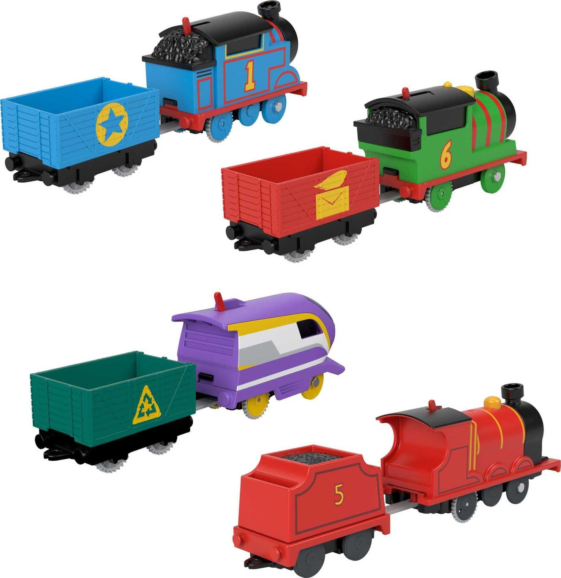 Thomas & Friends Thomas & Friends Motorized Toy Trains Set of 4 Engines, Thomas Percy Kana & James for Preschool Pretend Play Kids Ages 3+ Years