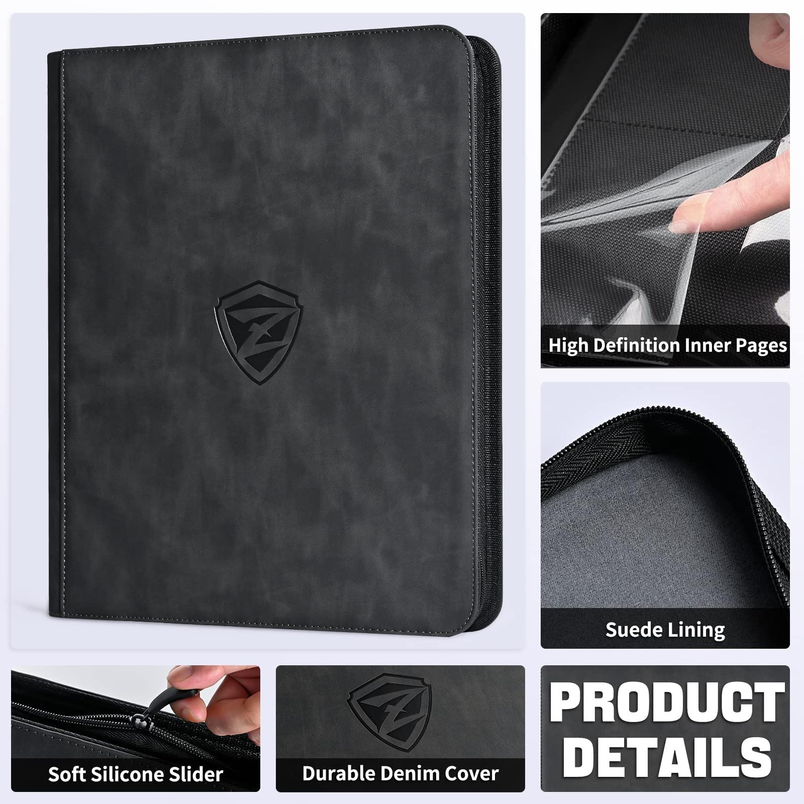 ZLCA ZLCA Toploader Card Binder, 9-Pocket Trading Card Album Holder fits for 3 x 4\'\' Top Loader, Double-sided Card Display Storage Carrying Case, Plastic Pages for Holding PTCG MTG Sports Cards (Black)