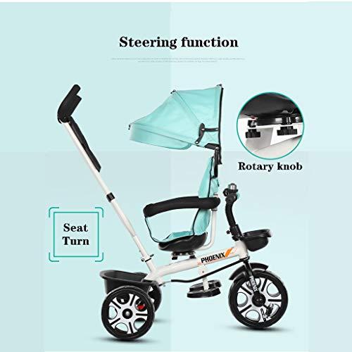DEKD DEKD Toddler Tricycle Toddler Trike for Boys Girls Rotatable Seat Parent Steering Push Handle (Color : Green)