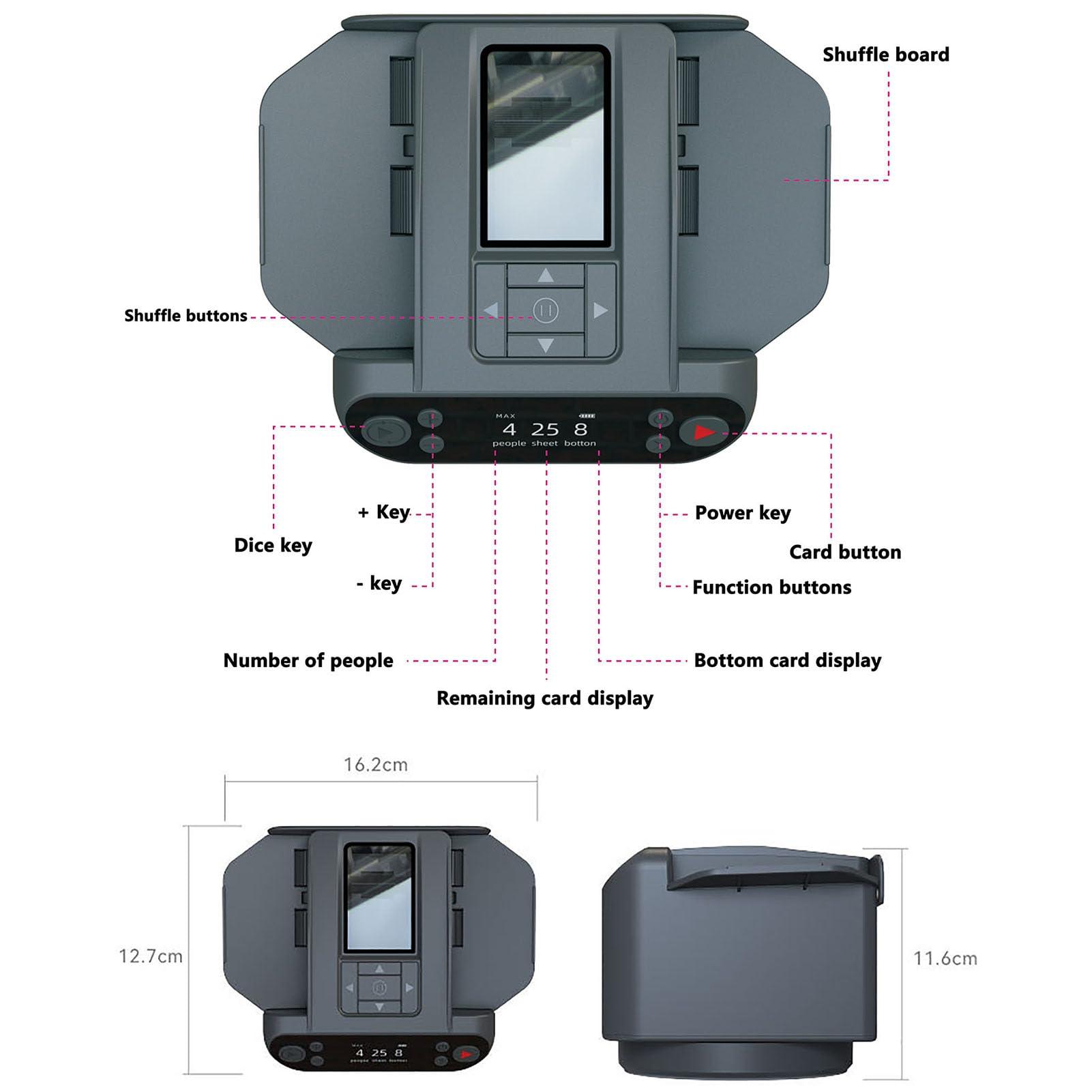 MXHACD MXHACD 2 in 1 Card Dealer & Shuffler,Automatic Card Shuffler and Dealer,360 Rotating Card Dealing Machine with 4 Wireless Dealer Buttons,for UNO, Blackjack, Texas Hold\'em(Color:Black)