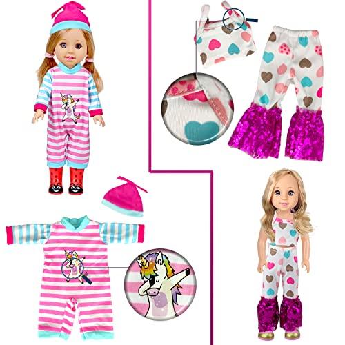 WONDOLL WONDOLL 10-Sets Doll-Clothes for American-14-inch-Dolls - Compatible with 14.5-inch-Dolls Handmade Clothes and Outfits Accessories Christmas Birthday Gift for Little Girl