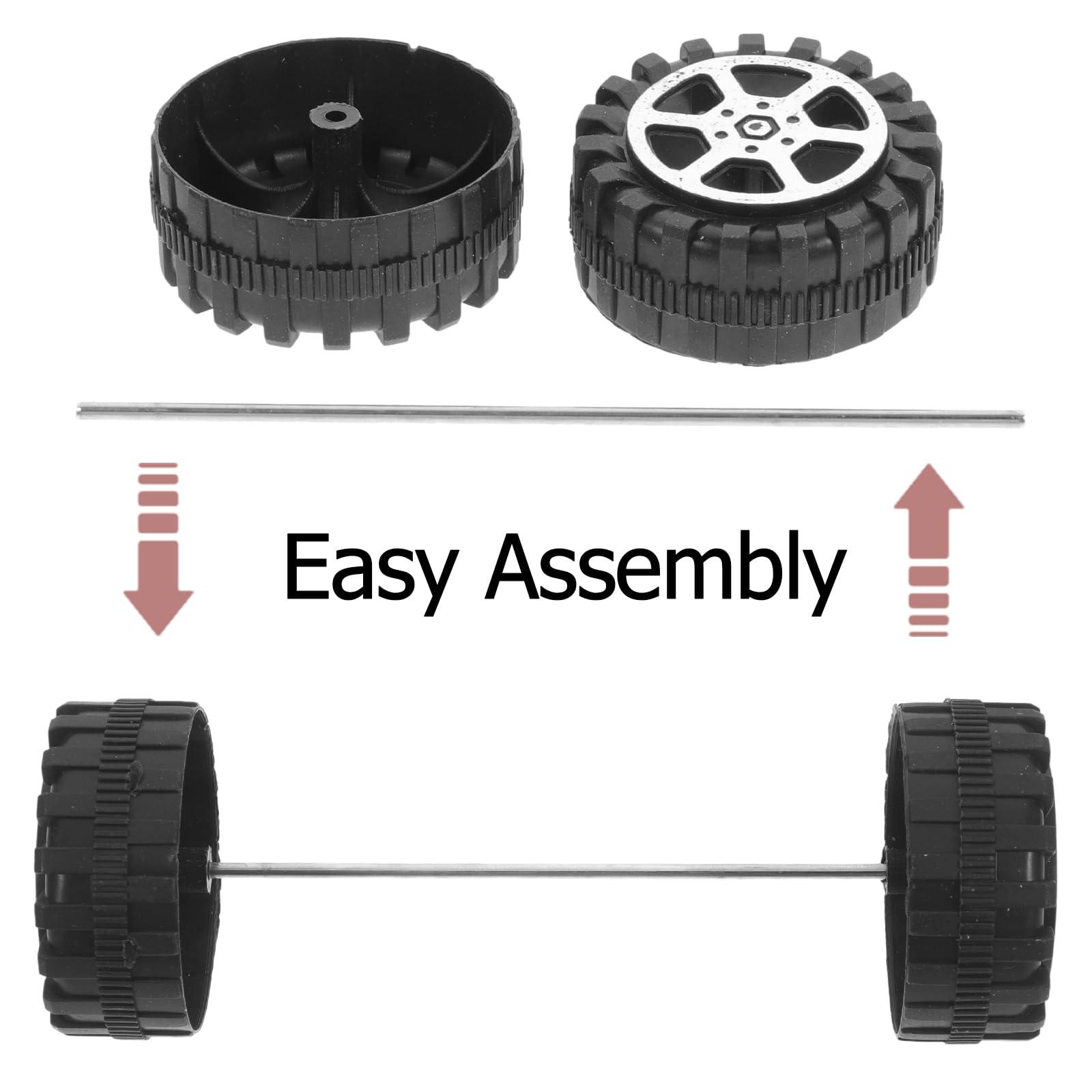 EXCEART EXCEART Car Models Toy Car Wheels Rc Toy 1 Set Toy Wheels Axle Kit Replacement Plastic Wheels for Toys Trucks Wheel Roll DIY Car Accessories Car Toy Accessories Car Crafts Supplies 100mm