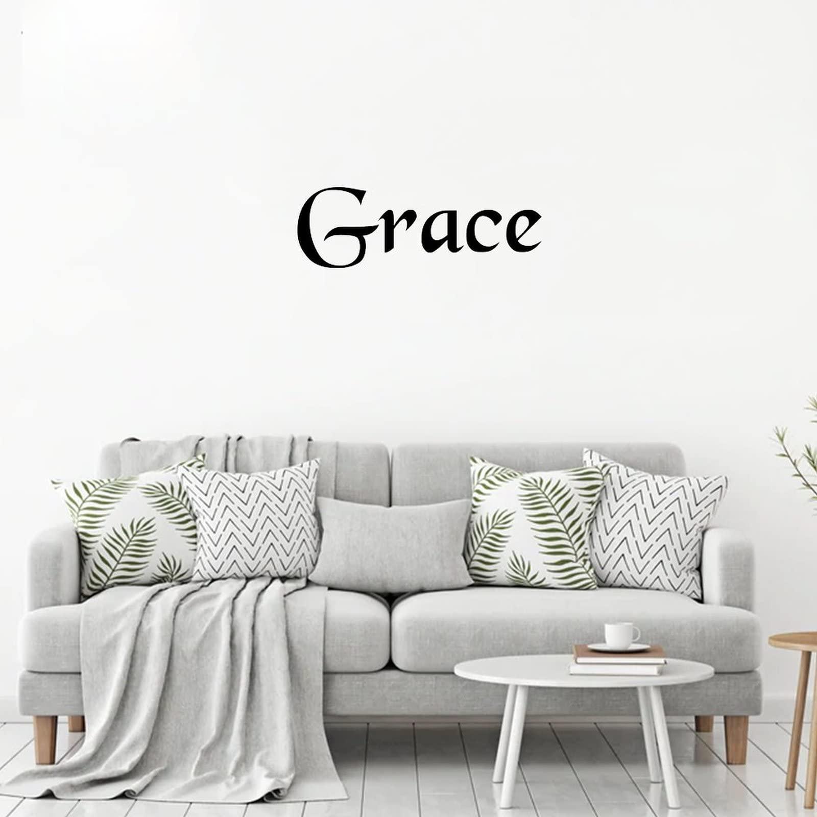 lutieger Grace Christian Gifts Wall Stickers Black for Nursery Decor Kids Boy Girl Living Room Bedroom Wall Decor Vinyl Removable Peel and Stick Weather-Resistant Personalized Christmas Gifts