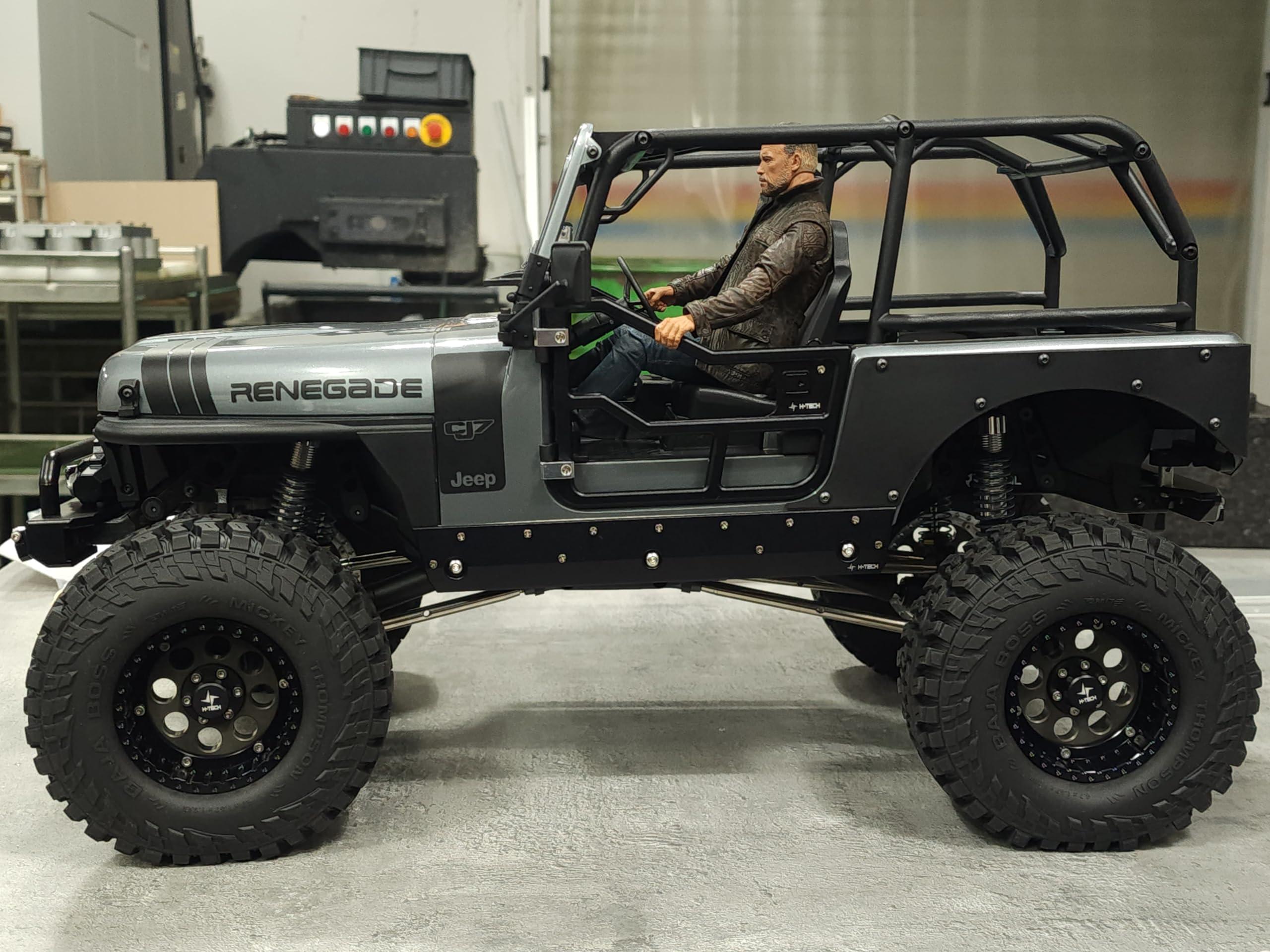 H-TECH H-TECH RC CNC Aluminum Metal Side Plate & Step for Axial SCX10 III Jeep CJ-7 [AXI03008T2, AXI03008T1] 1/10 RC Body Upgrade (Side Plate), Black