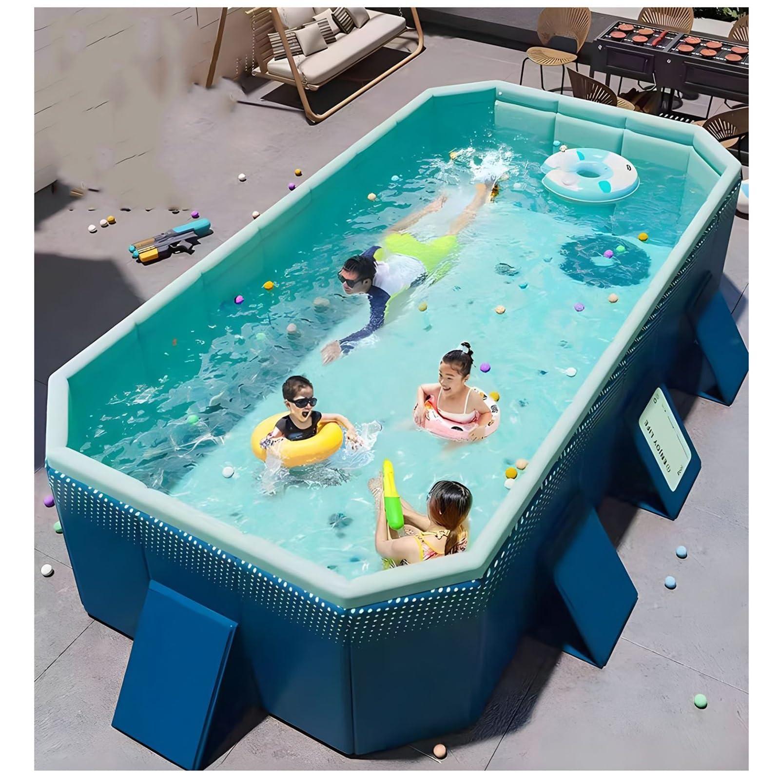HSPLXYT Paddling Pool/Kiddie Pool, Foldable Pool, Non-Inflatable Kids\' and Adults\' Swimming Pool, Hard Plastic Shell, Backyard Dog Pools,Easy to Install, Easy to use(Size:1.6m/5.24ft)