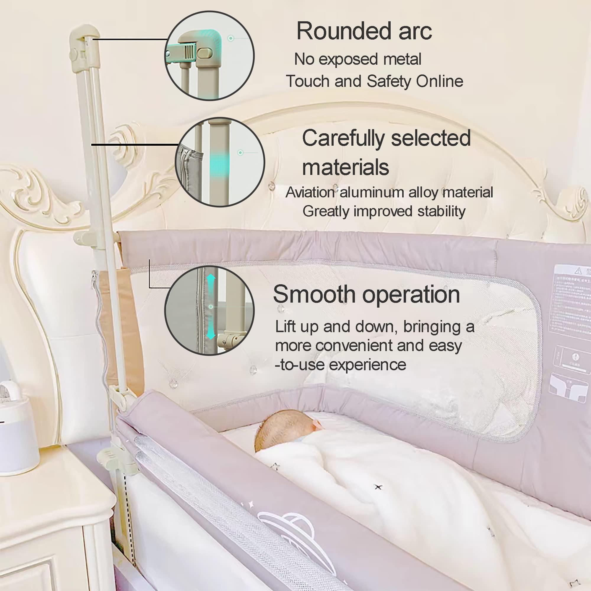 SADRIM 3 In 1 Baby Bedside Sleeper,Co Baby sleeper In Bed,Portable Crib,breathable And Visible Mesh Window, Soft Washable Liner Cover,Easy To Assemble Cradle Sleeper Stationary,bed In Bed ( Color : Light gre