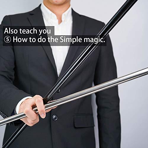 Kensally Kensally Xfunjoy 43.30"/110cm Silver Magic Appearing Cane Magic Staff with Free Gloves and Video Turorial for Professional Magician Stage Street Magic Performance