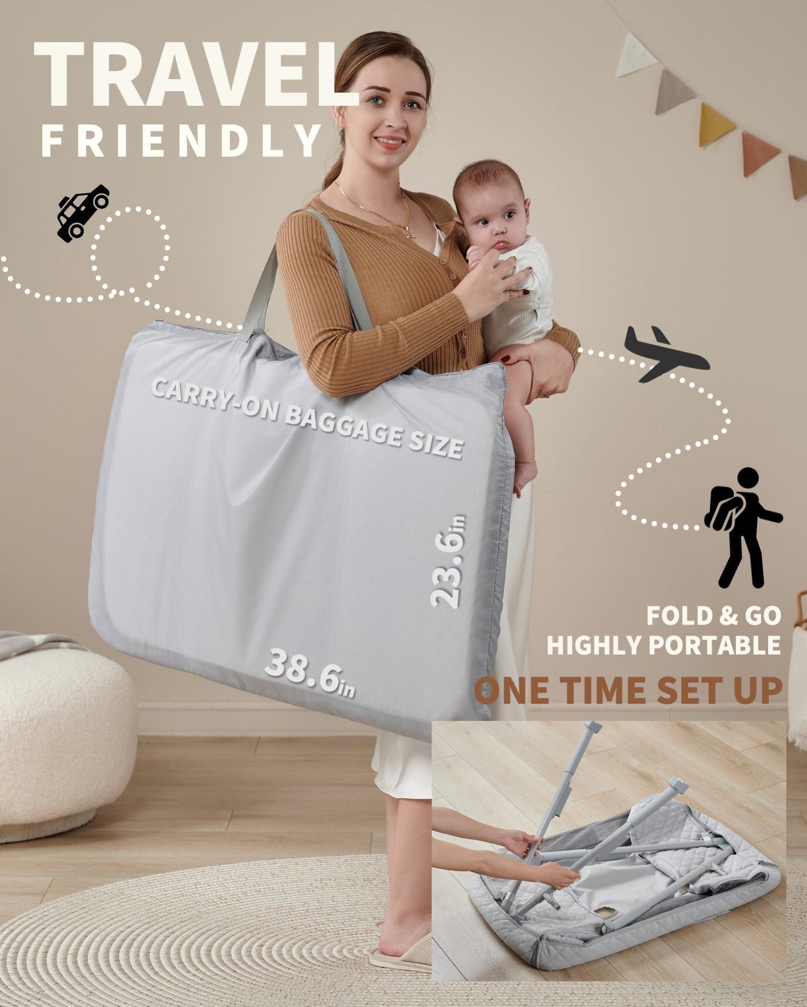 AirClub AirClub Bassinet Bedside Sleeper, Baby Bassinet Crib for Newborn, Bedside Crib Sleeper with Wheels Breathable Mesh