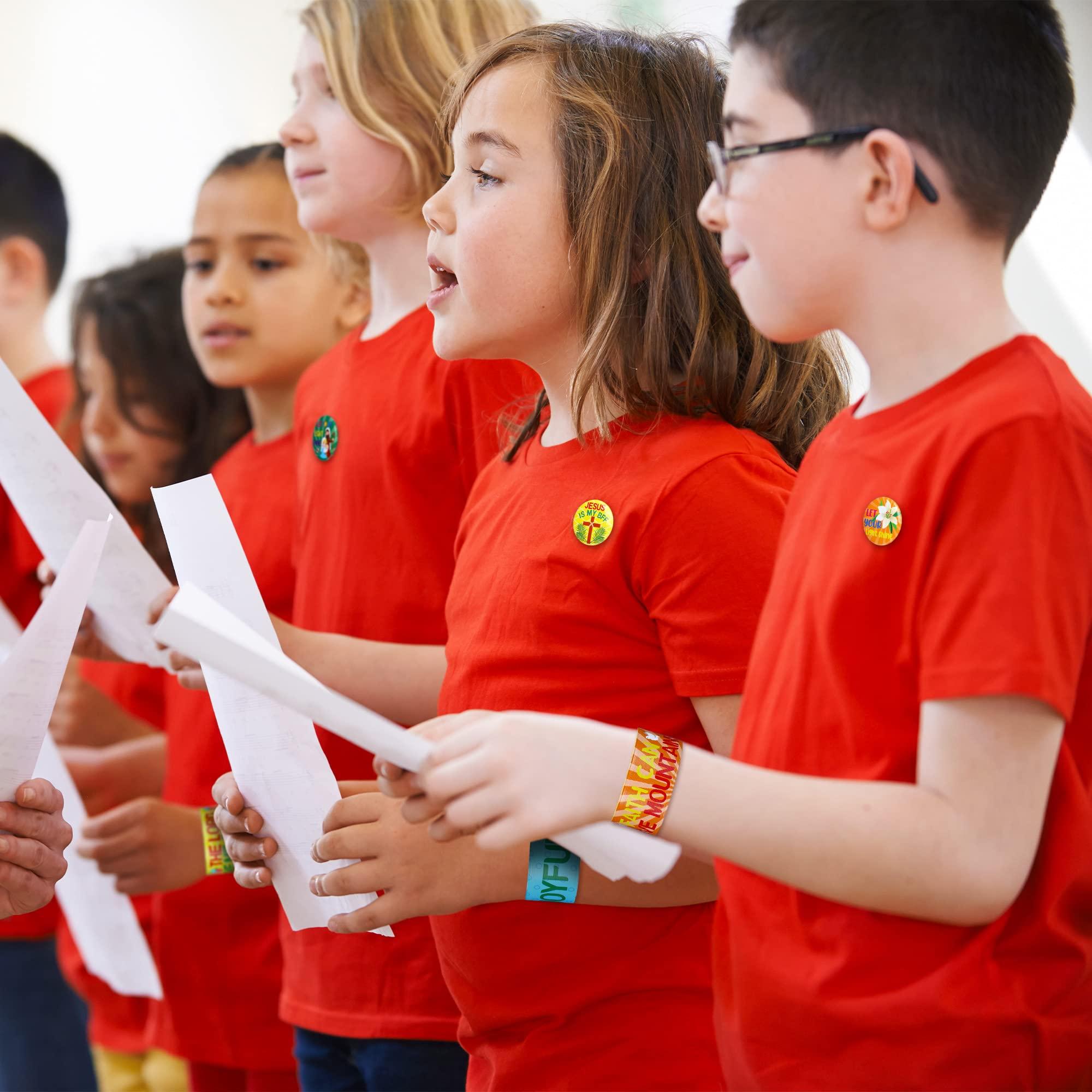 Frienda Frienda 60 Pcs Easter Religious Gifts Religious Slap Bracelets with Badges Christian Gifts for Kids Jesus Love You Wristbands Bracelets for Vbs Sunday School Supplies Birthday Party Favors(God)