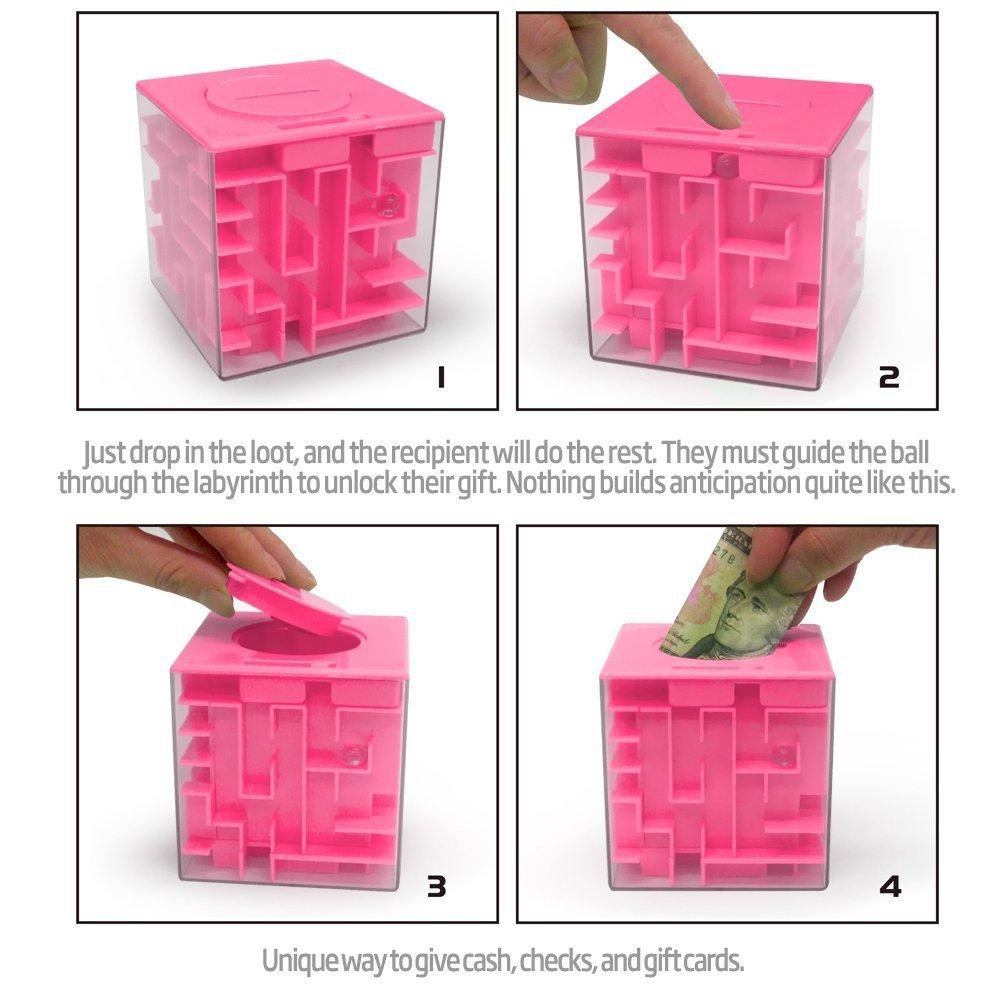 Trekbest Trekbest Money Maze Puzzle Box - A Fun Unique Way to Give Gifts for Kids and Adults (Pink)
