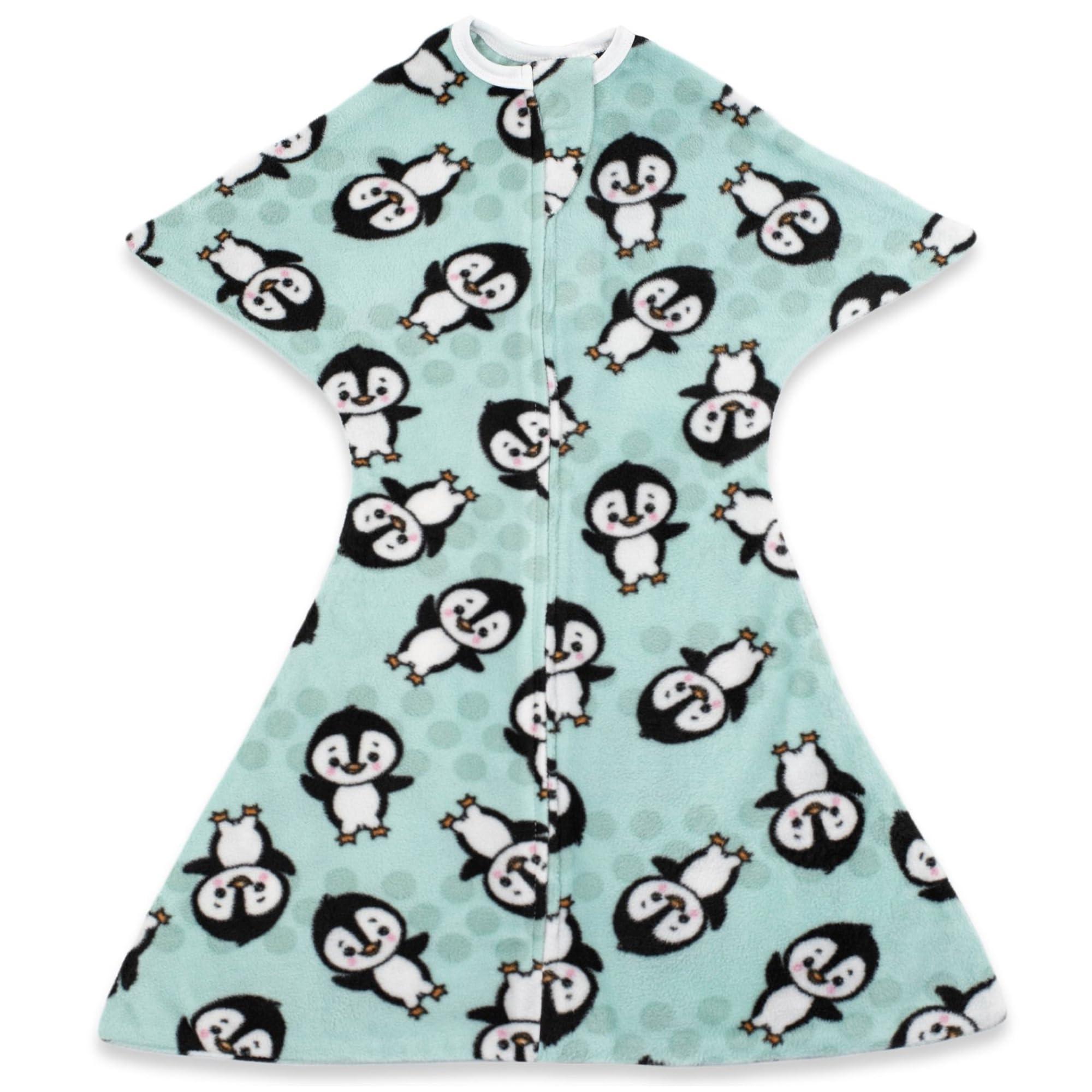 SleepingBaby SleepingBaby Zipadee-Zip Transition Swaddle - Fleece Baby Swaddling Blanket with Zipper - Perfect Penguin, X-Small (3-6 Month)