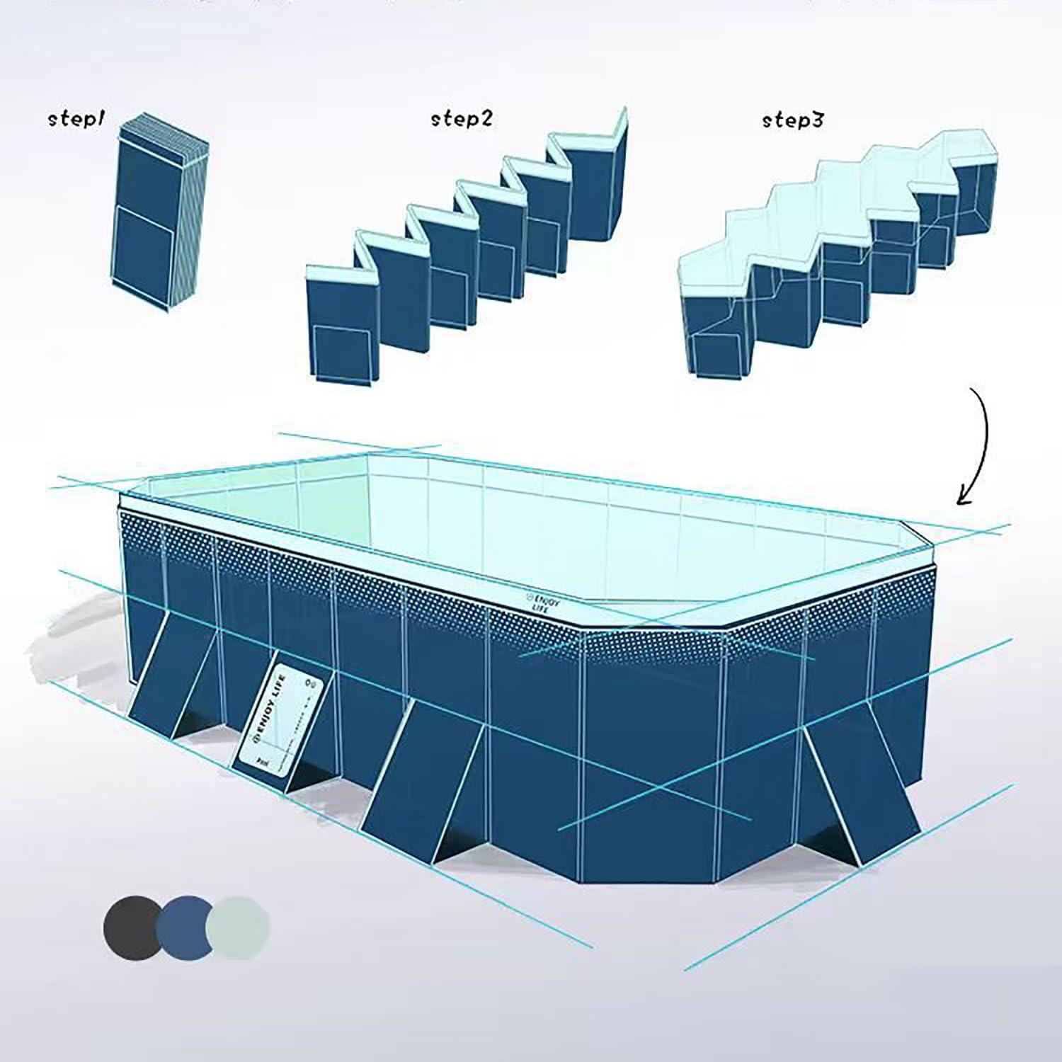 HSPLXYT Paddling Pool/Kiddie Pool, Foldable Pool, Non-Inflatable Kids\' and Adults\' Swimming Pool, Hard Plastic Shell, Backyard Dog Pools,Easy to Install, Easy to use(Size:1.6m/5.24ft)