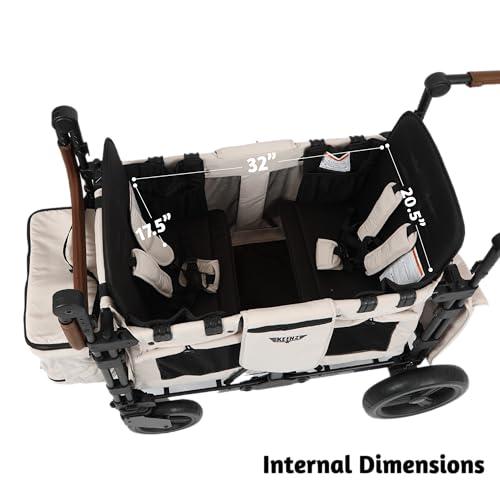 Keenz Keenz XC 2.0 - Luxury Comfort Stroller Wagon | Foldable 2 Passenger Double Seater with Adjustable Canopy | Cream