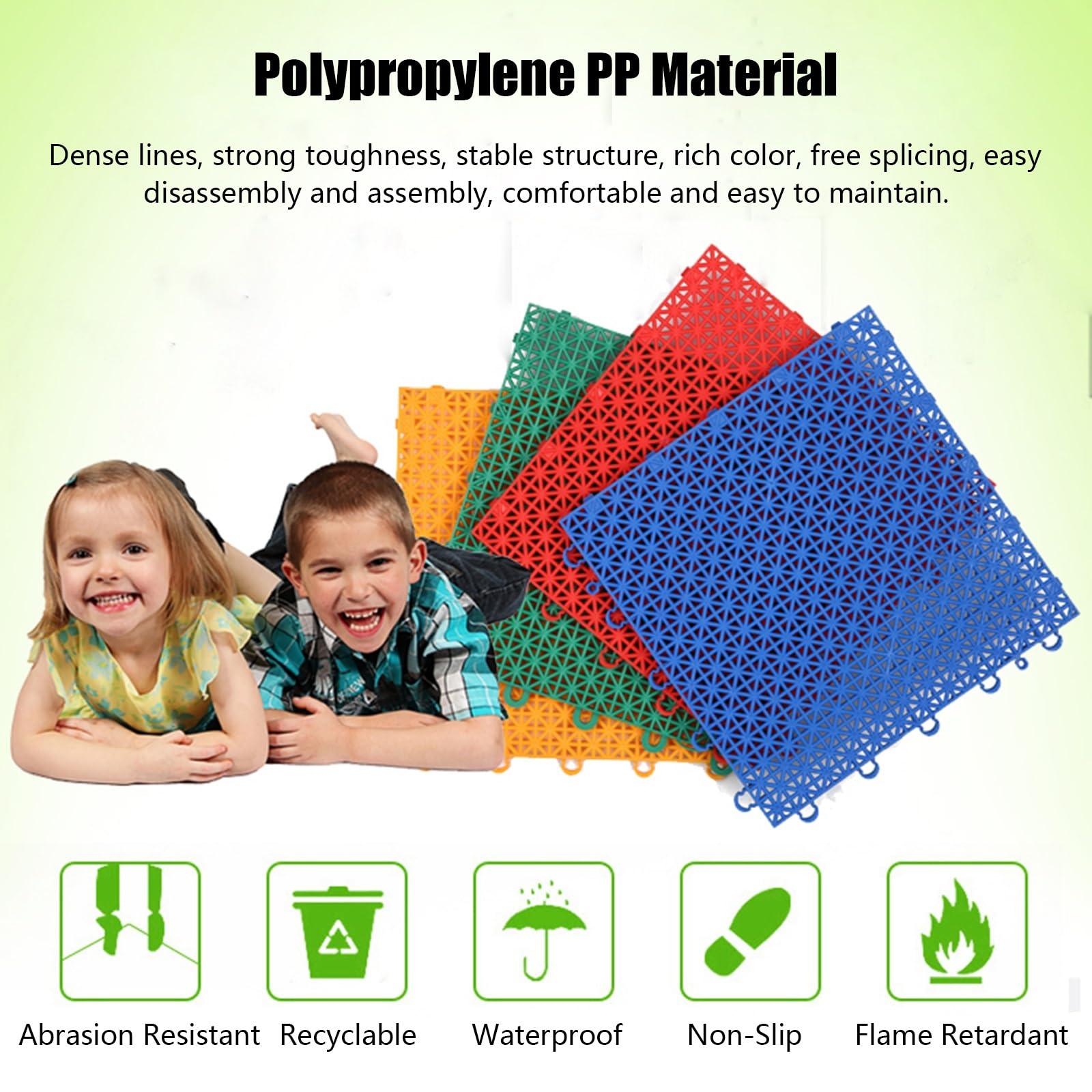 ZJKXJH Sport Court Tiles Outdoor Basketball, 1010 Inch Modular Interlocking Floor Tile/ Mats for Gymnasium Playground Public Leisure Place Waterproof DIY Puzzle Flooring, Red Yellow Blue Green ( Color : Red