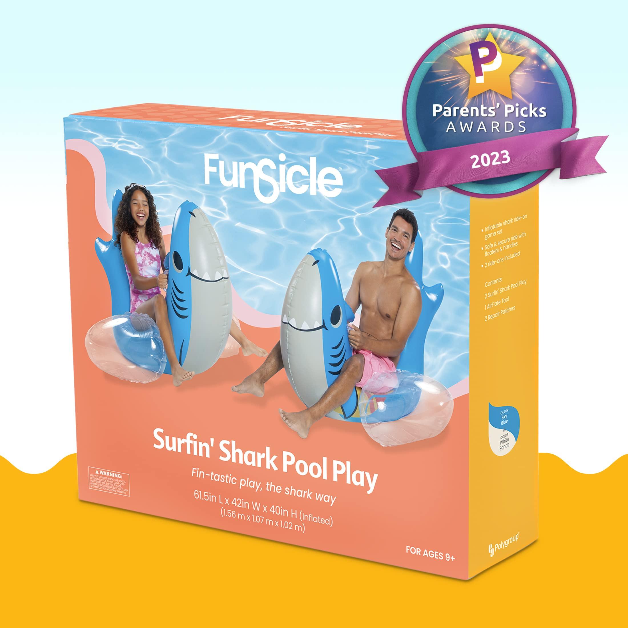 Funsicle Funsicle Surfin Shark Pool Play Inflatable Ride-Ons, Kids & Adults