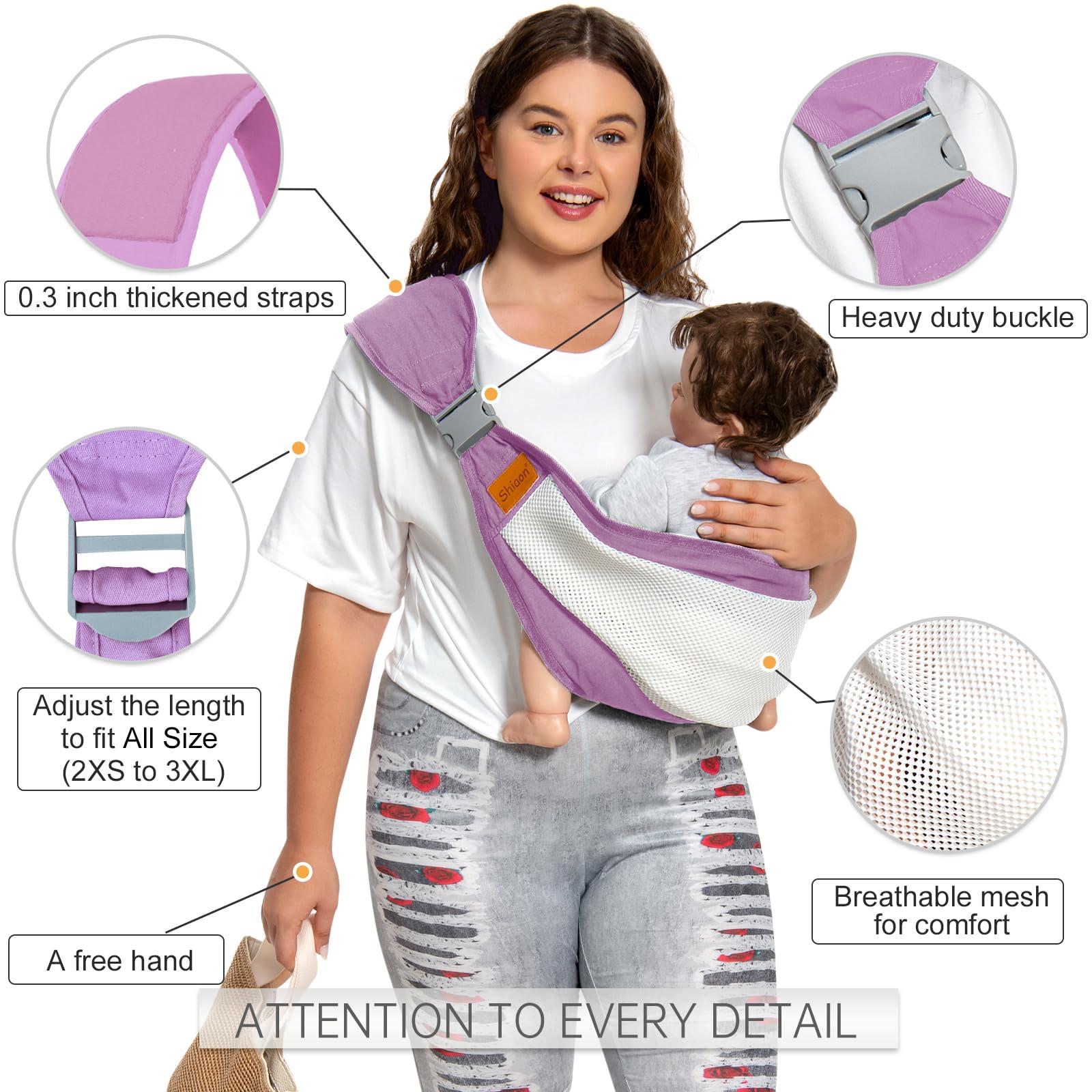 Shiaon Shiaon Baby Sling Carrier Newborn to Toddler, Adjustable Easy Baby Carrier, Baby Wrap Sling, Baby Hip Seat Carrier for Toddler Sling, Baby Holder Carrier, Nursing Sling, Carrying 7-45 lbs, Purple