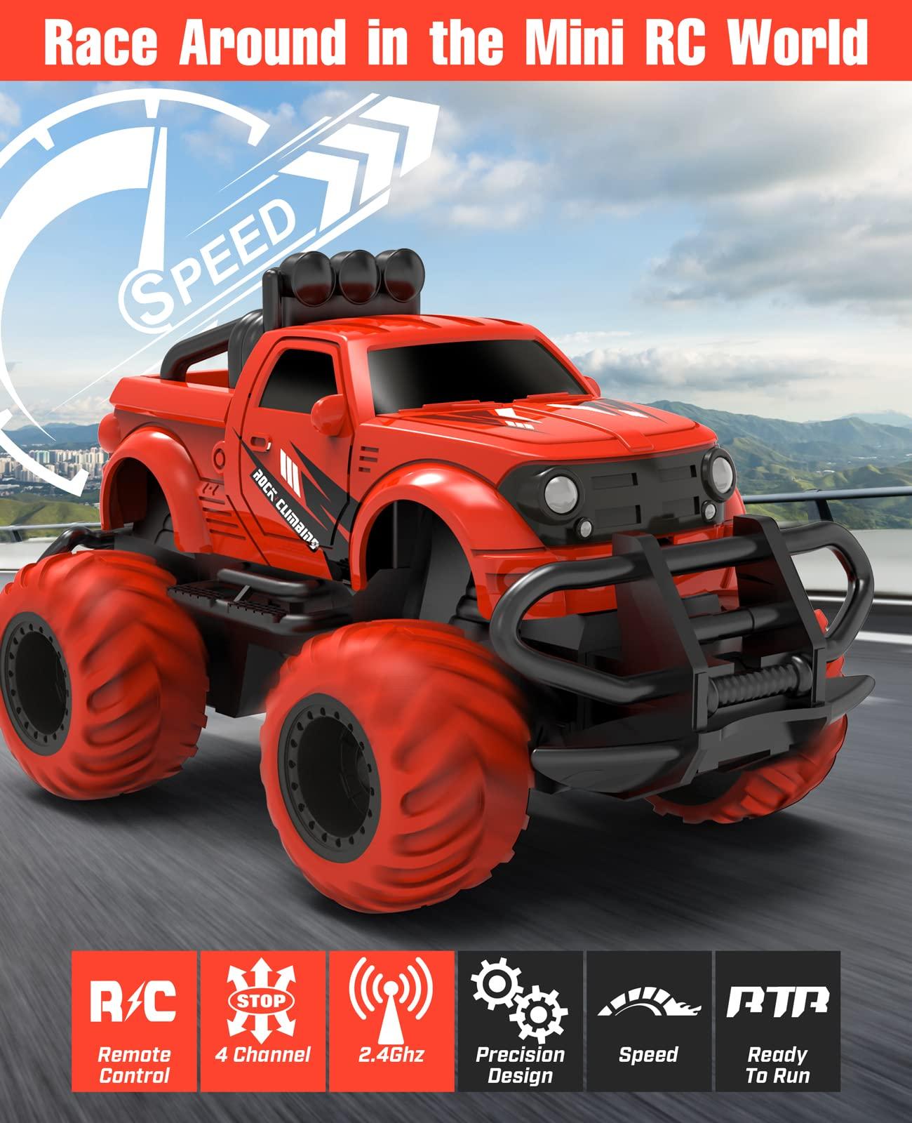 EHO EHO Remote Control Car for Boys 4-7, Monster Truck Toys for 3 4 5 6 Years Old Boys, 2.4Ghz Rc Car Boys Toys Age 4-5, 1/43 Mini Car Toy for 3 4 5 6 Years Old Boys Girls Gifts for 3-6 Years Old