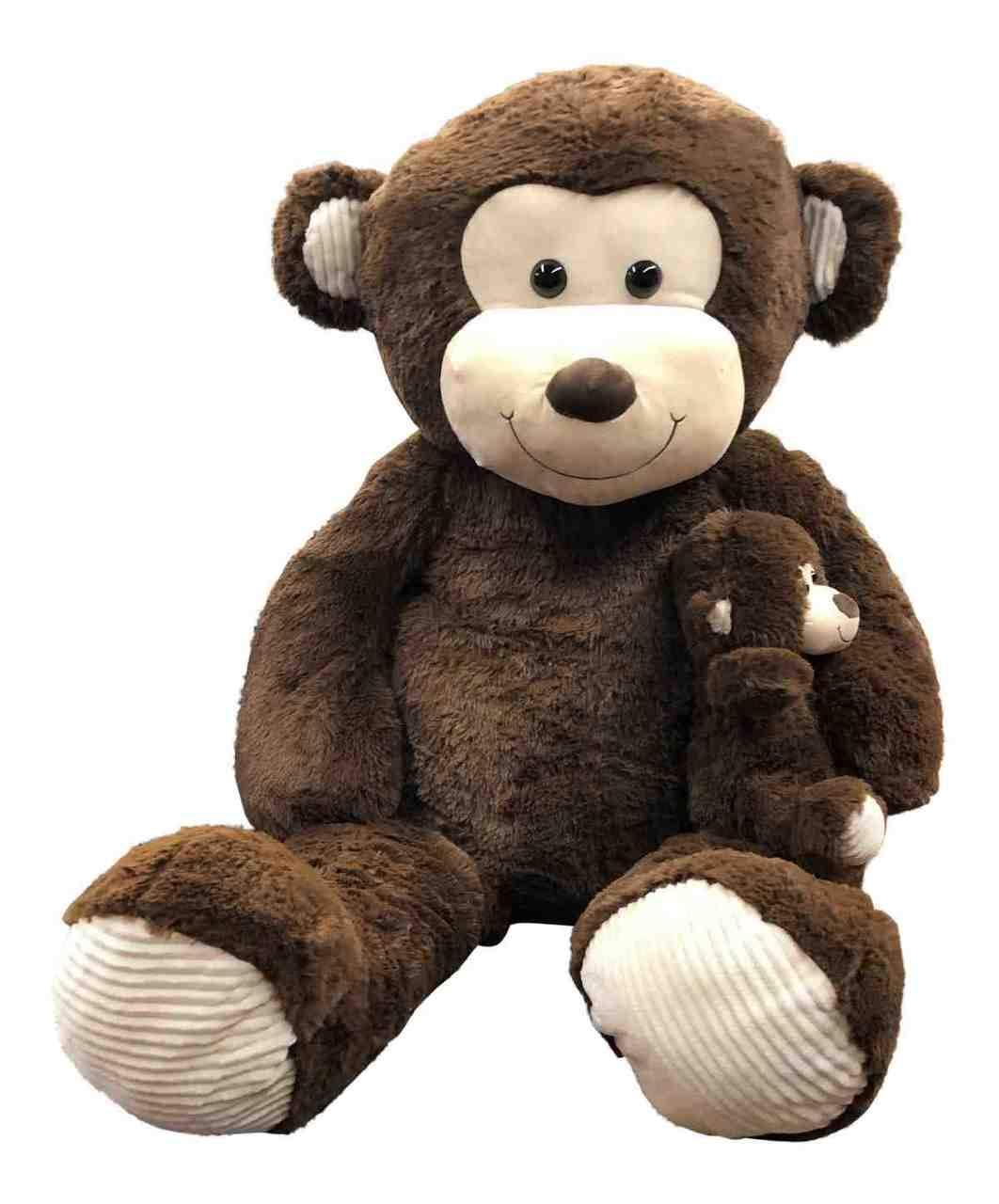 Big Plush Big Plush 4 Foot Giant Stuffed Monkey Holding Baby 48 Inches Soft 122 cm Huge Cuddly Stuffed Animal