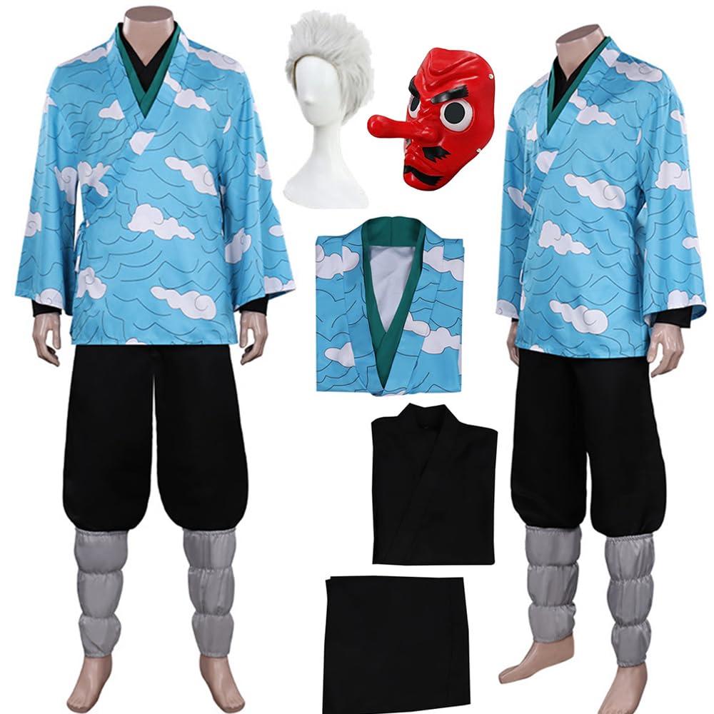 Hnnwail Urokodaki Sakonji Cosplay Costume Outfit Urokodaki Kimono Mask Uniform Suit Halloween