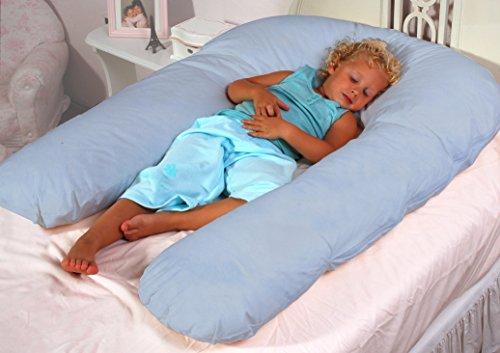 Moonlight Slumber Kids Comfort U Body Pillow for Kids Light Blue Plush Pillow Cover