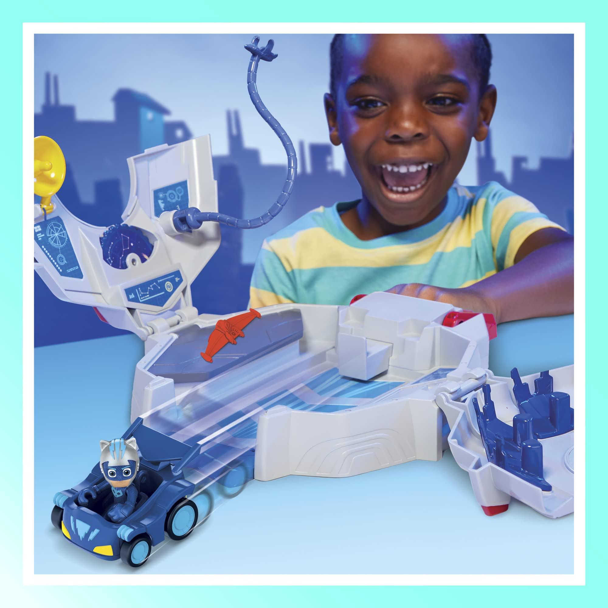 PJ Masks PJ Masks Power Heroes PJ Power Q Playset, Headquarters Set with Car and Figure, Superhero Toys for 3 Year Old Boys and Girls and Up
