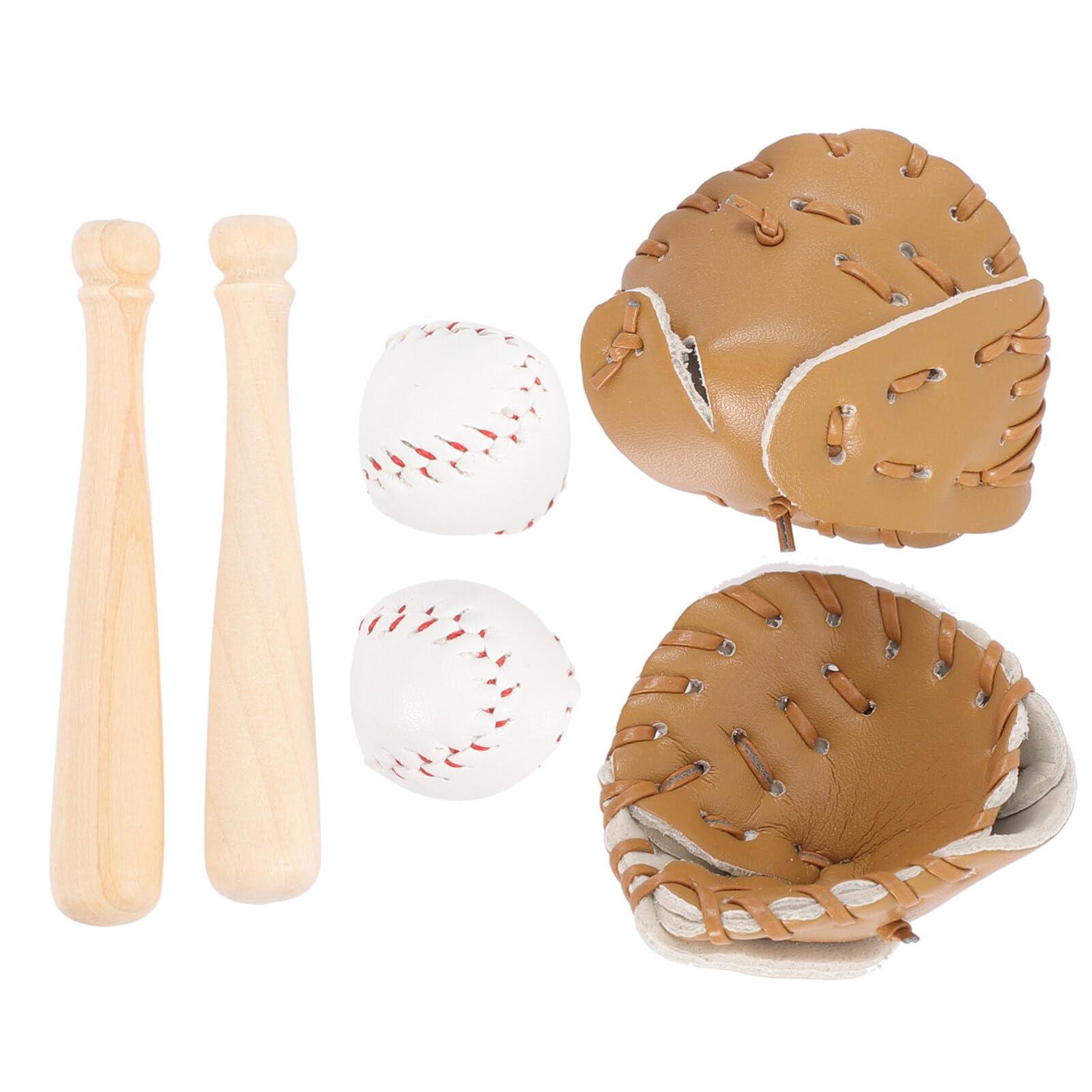 Gadpiparty Gadpiparty Mini Baseball Bat 1:12 Miniature House Sports Baseball Bat Glove and Ball Set Mini House Decoration Accessories for Accessories Bat and Key Materials Decor 2 Sets