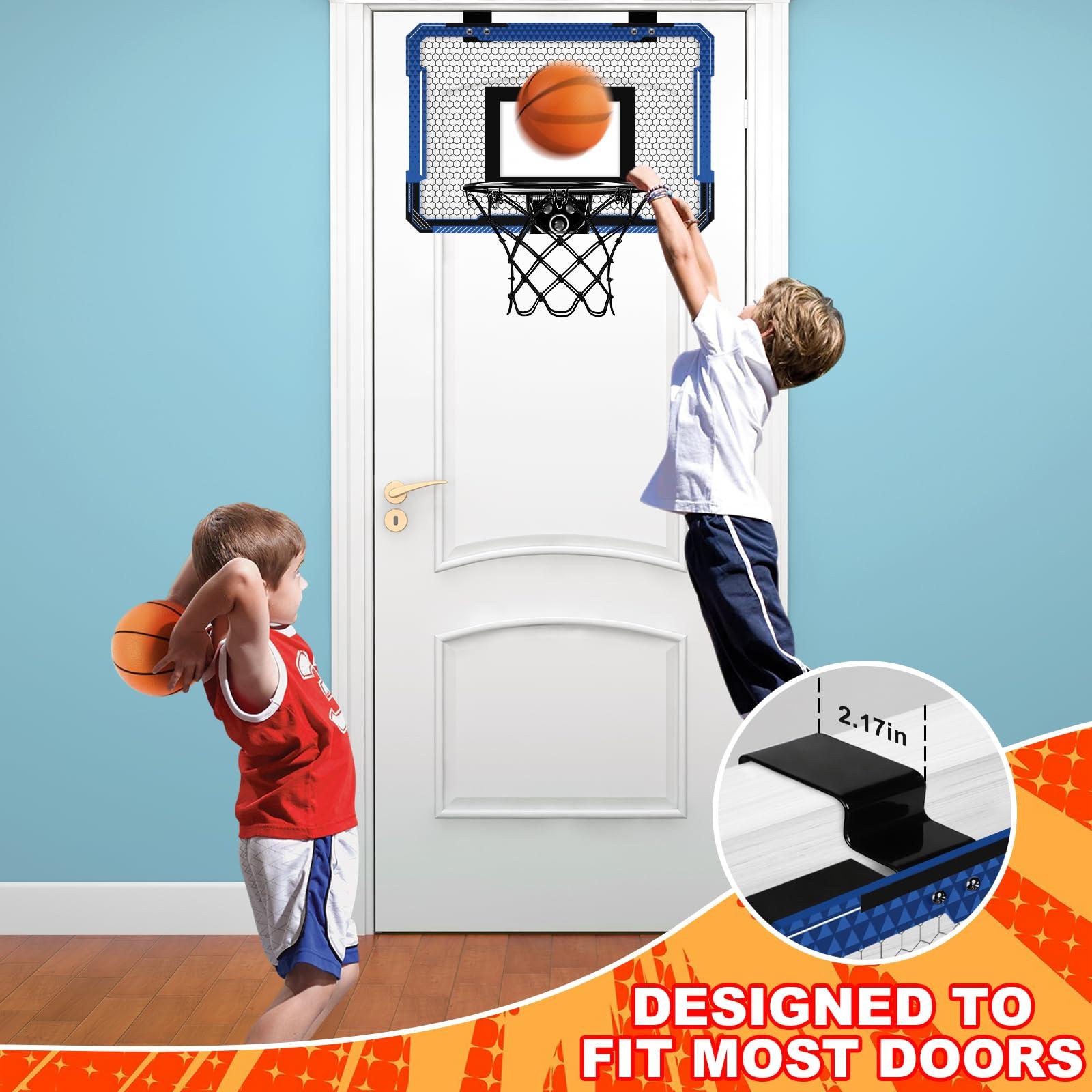 Xucutu Xucutu Indoor Mini Basketball Hoop for Door - Over The Door Basketball Mini Hoop with 3 Balls, Foldable Basketball Hoop for Wall & Room Basketball Toy Gift for Boy Kids Teens