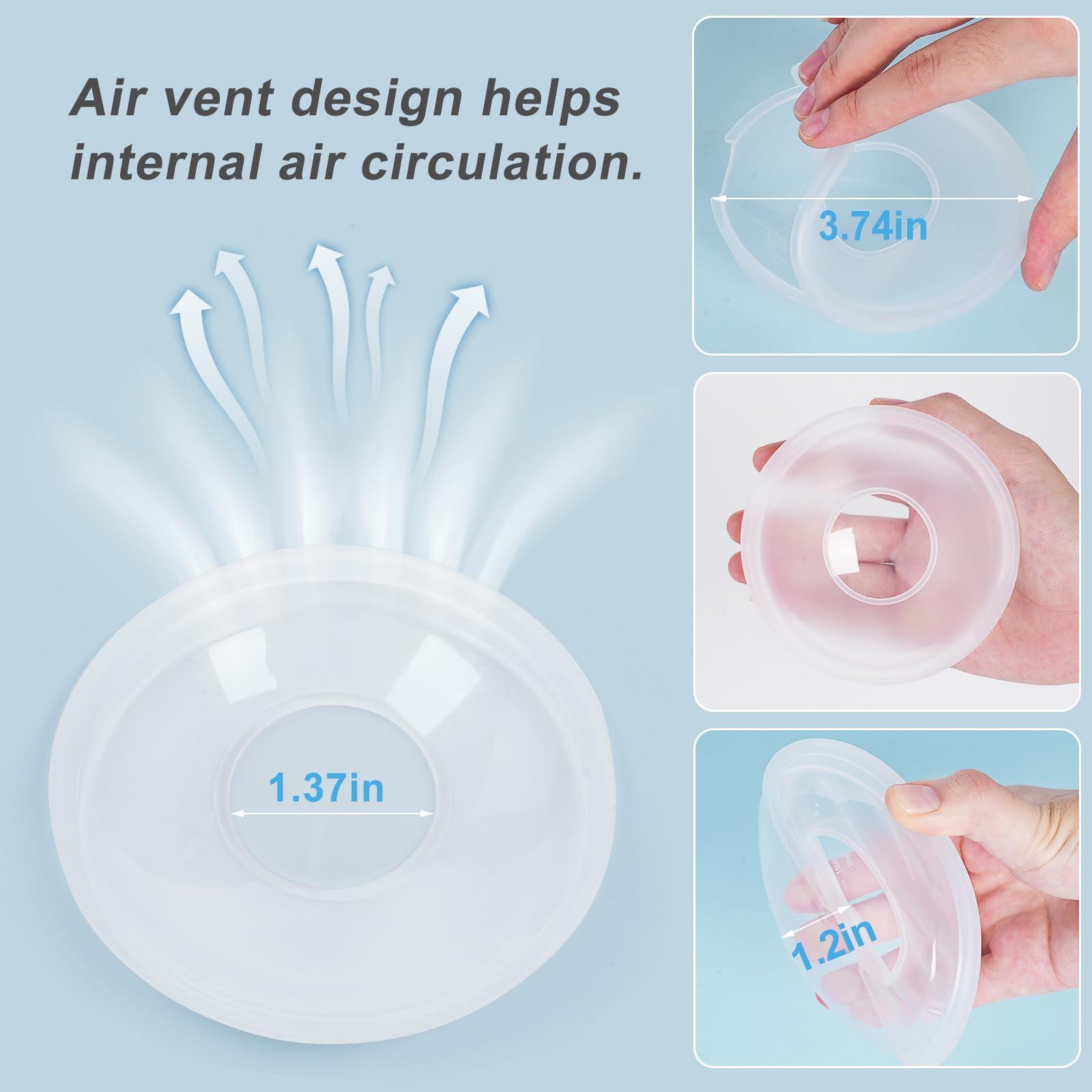 Csakri Milk Collector,4 Pack Reusable Breast Shells with Dustproof Case, Silicone Pad Milk Catcher for Sore Nipples During Milking or Breastfeeding, Collect Breastmilk Leaks for Nursing Moms