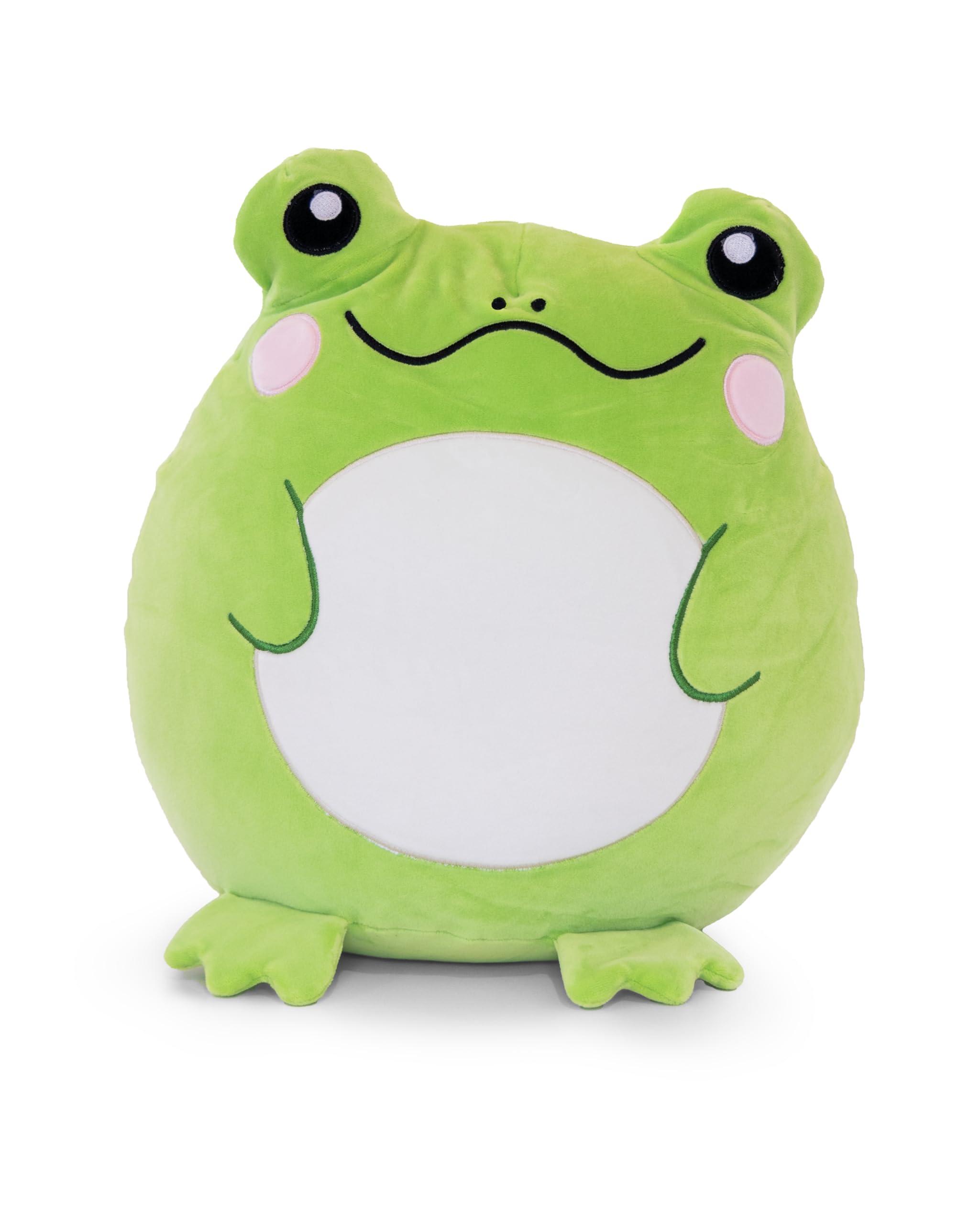 Snuggaboos Snuggaboos Adorable Large 15 Inch Zoe The Frog Squish Plush Pillow - Super Soft Original Cute Plushie Toy: Smiling Stuffed Animal Gift for Kids and Adults